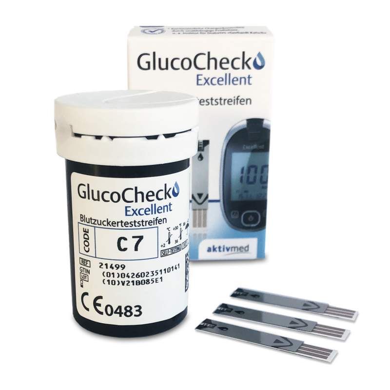 GlucoCheck Excellent Teststreifen (25 Stück) zur Diabetes-Kontrolle