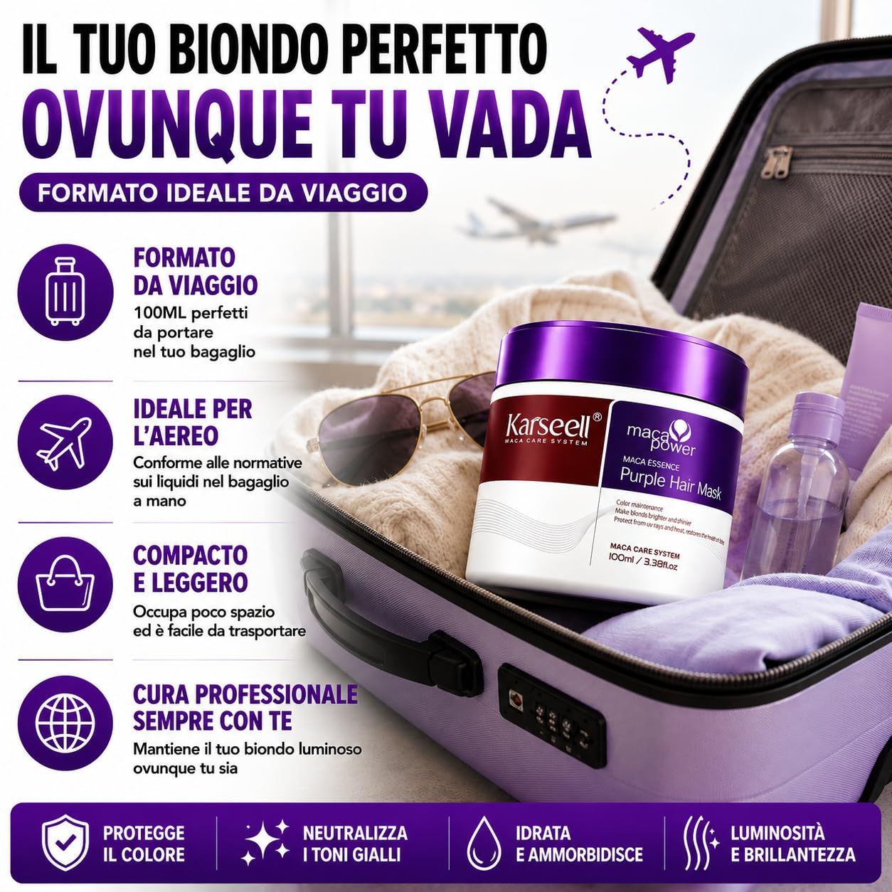 KARSEELL Violette Anti-Gelbstich-Haarmaske für Blondes und Graues Haar