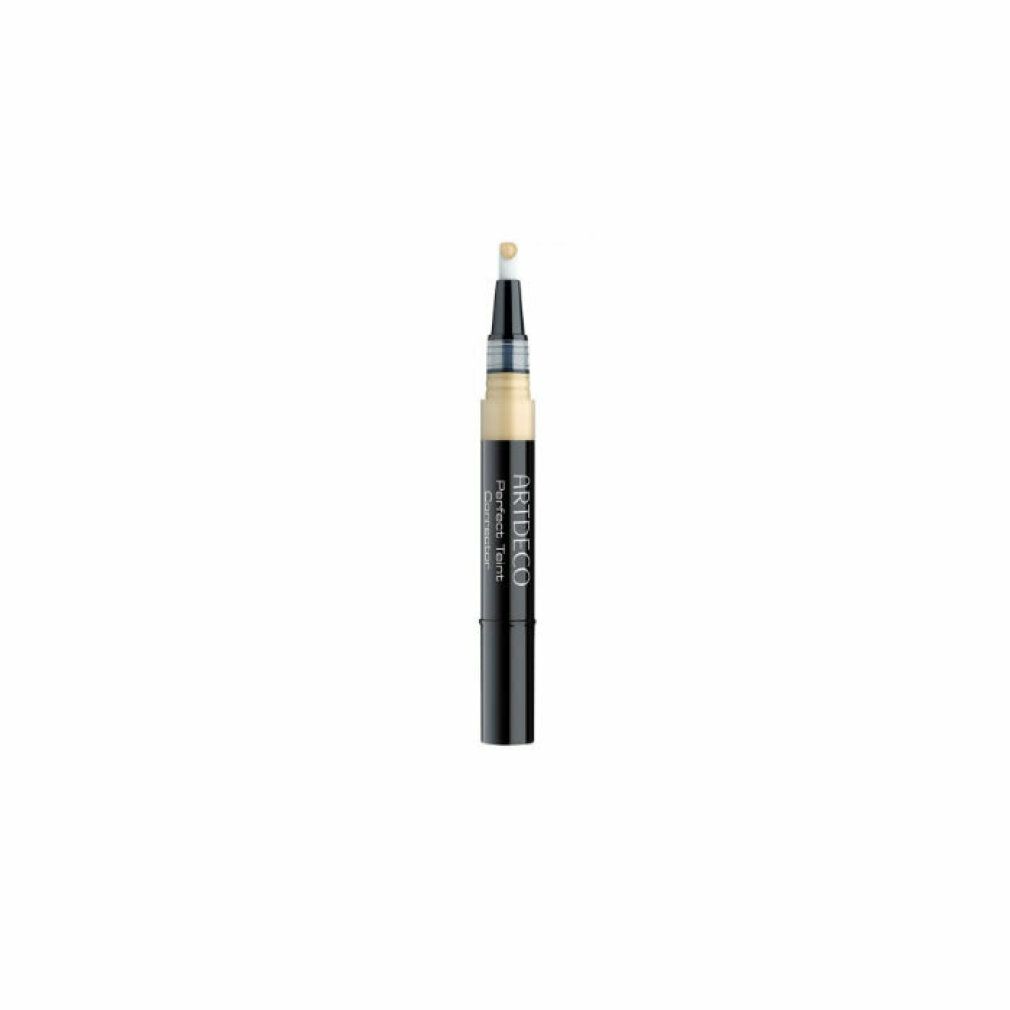 Artdeco Perfect Teint Corrector. Schwarzer Stift mit beiger Flüssigkeit und Applikator. Produktname und Marke sichtbar.