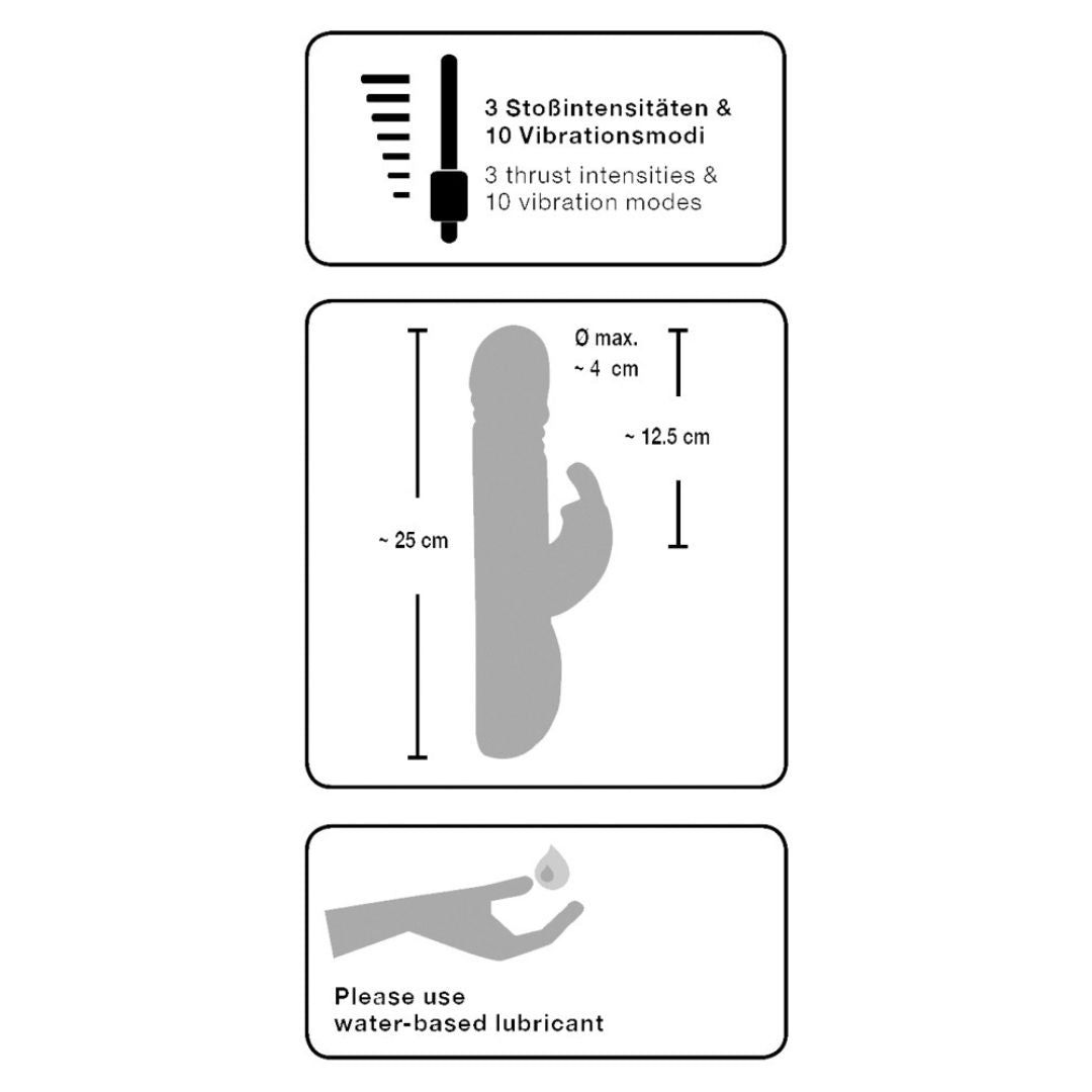 Rabbitvibrator mit Stoßfunktion „Push Vibrator“ | 10 Vibrationsmodi | Sweet Smile