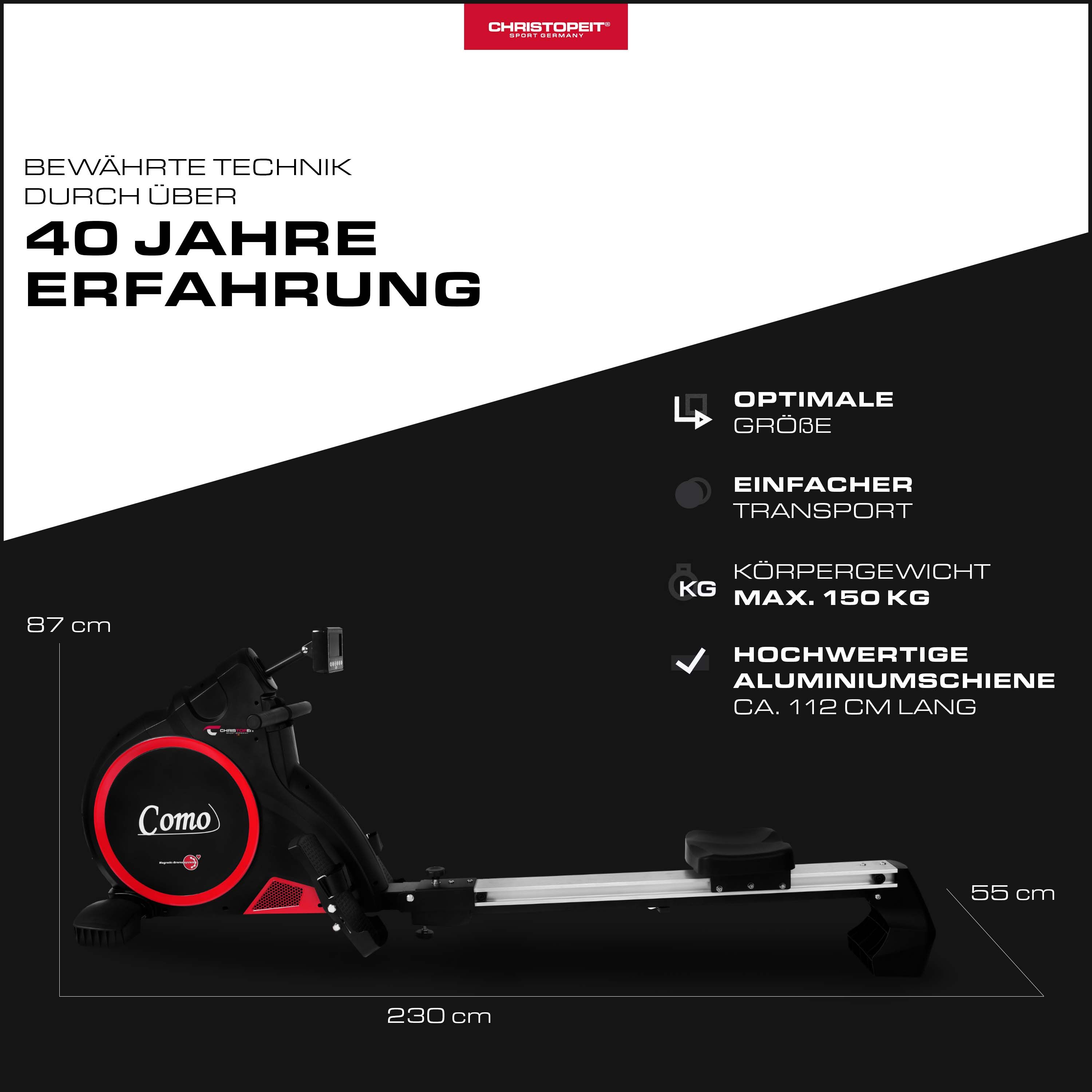 CHRISTOPEIT SPORT Ruderzugmaschine Como – Black Edition