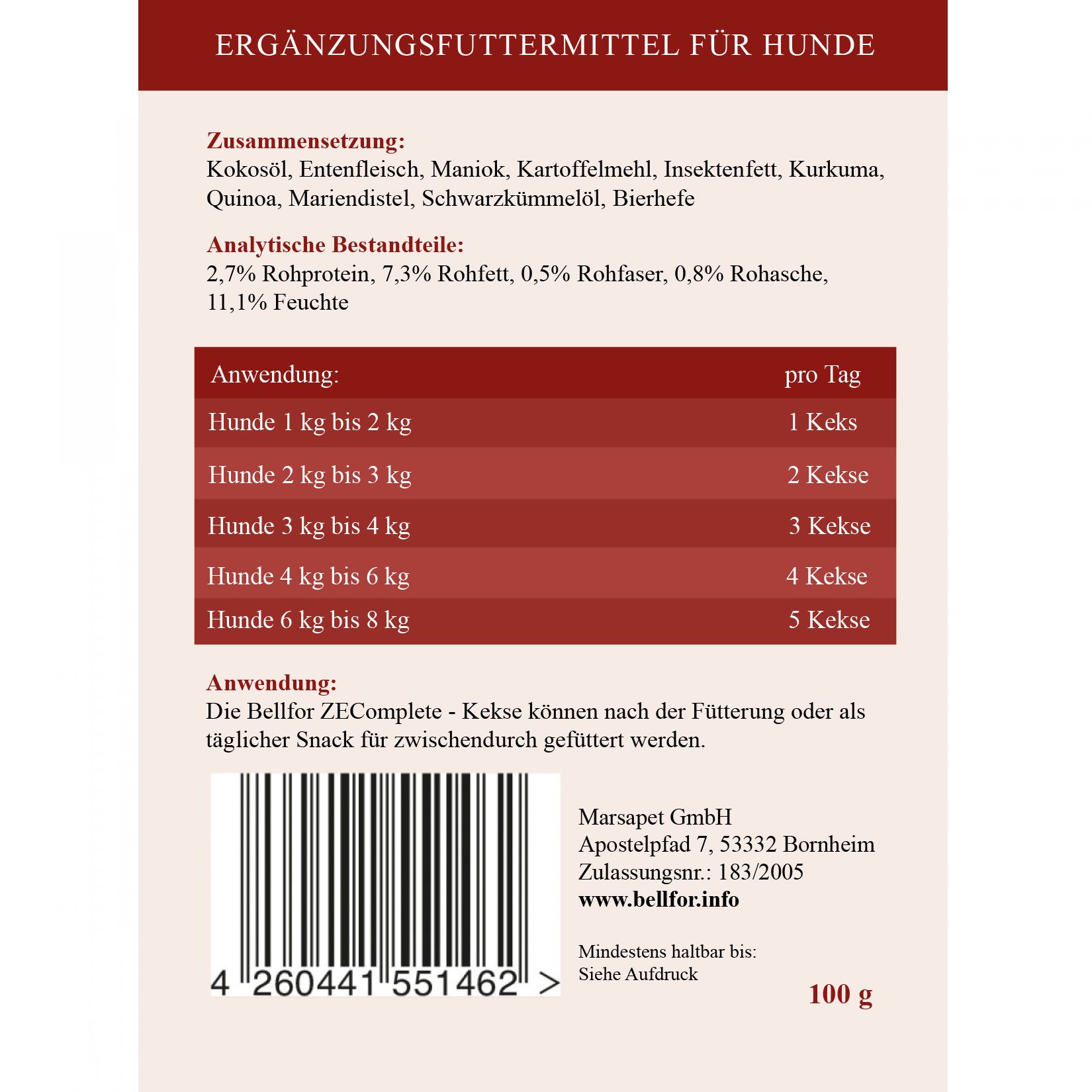 Bellfor ZEComplete natürlich Kekse für Kleine Hunde Zeckenmittel für Hunde