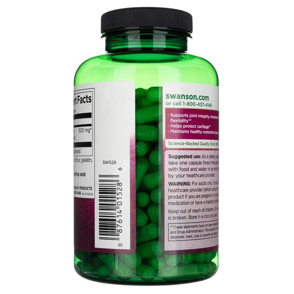 Grüne Kunststoffflasche mit schwarzem Deckel, gefüllt mit grünen Kapseln. Etiketten mit Nährwertangaben und Anwendungshinweisen.