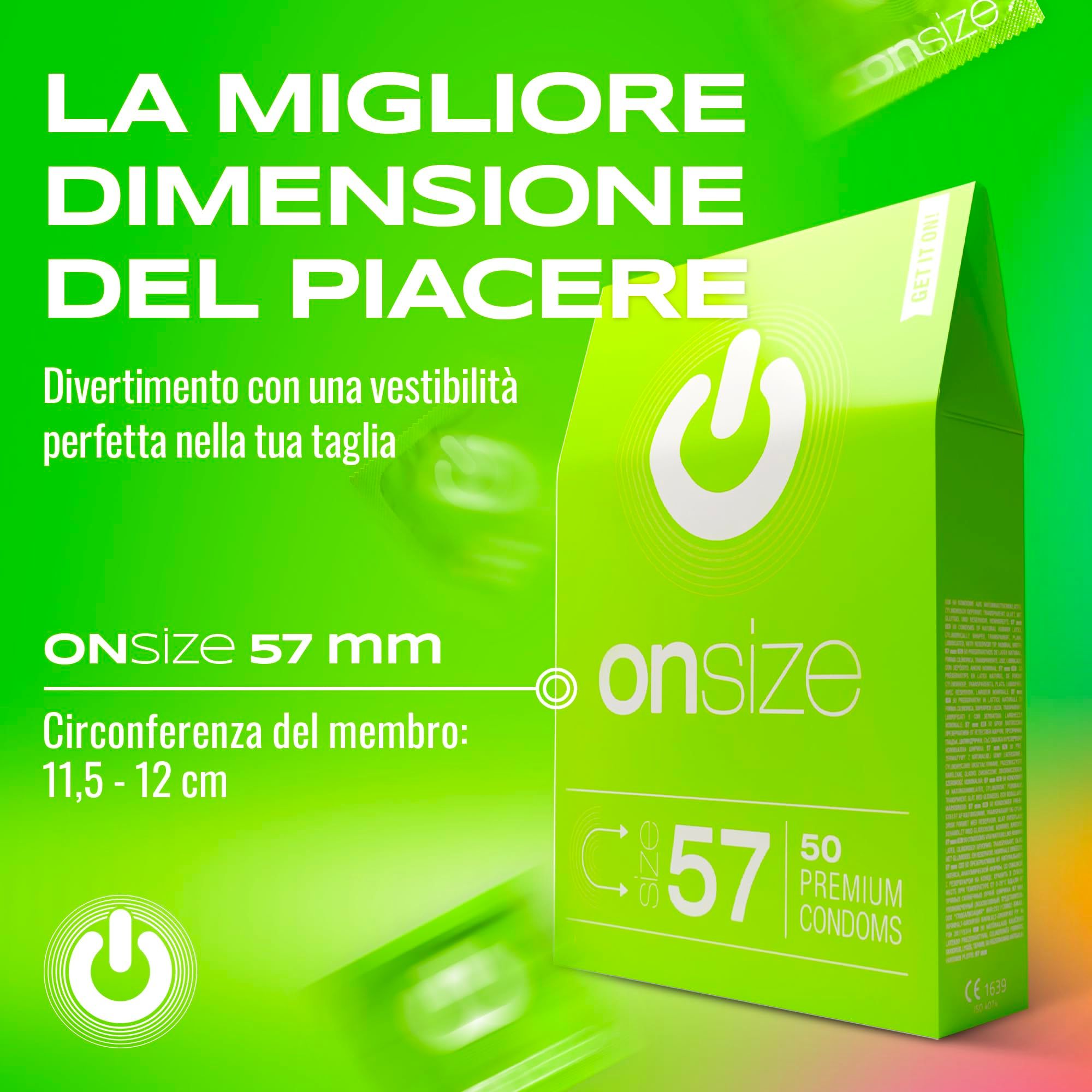 Grüne ONsize Kondom-Packung, 57mm, 50 Stück.