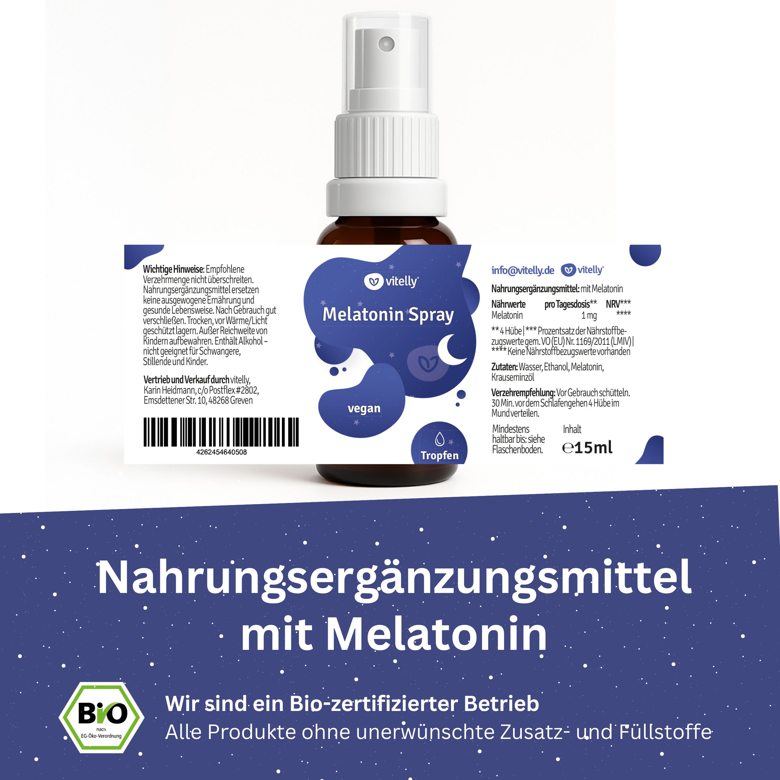 vitelly Melatonin Spray – hochdosiert & vegan