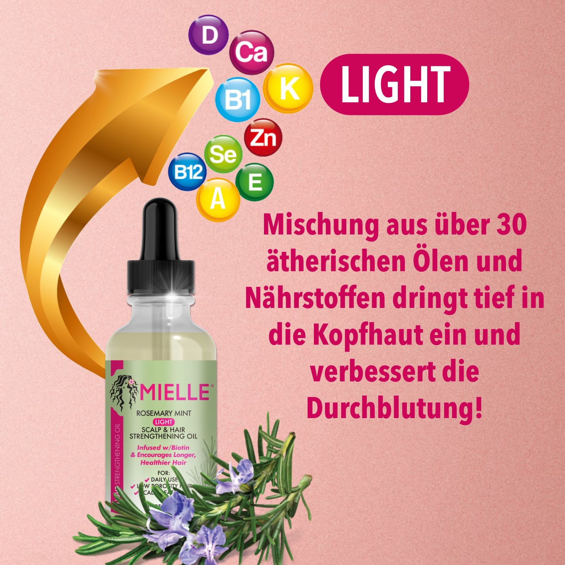 Mielle Organics Rosmarinöl Haaröl Light für Haarwachtstum