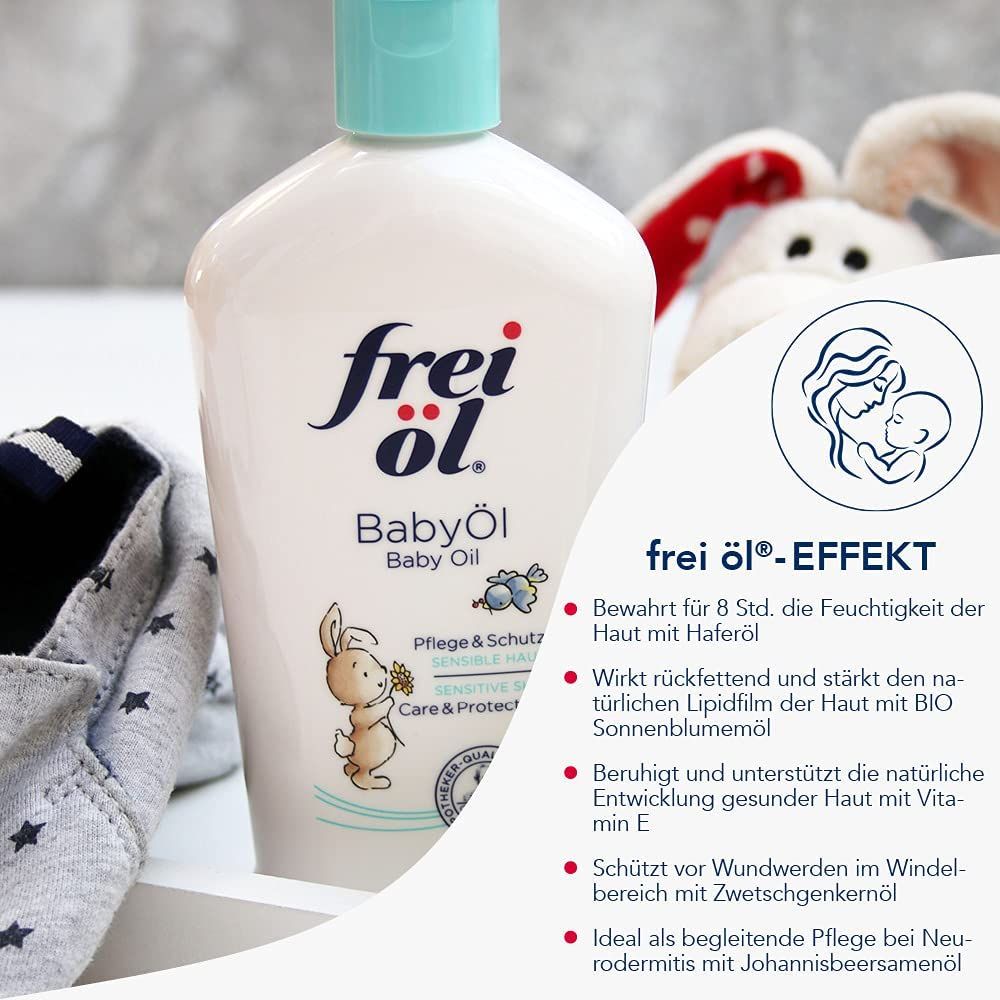 frei öl BabyÖl, 100 % natürliche Inhaltsstoffe; begleitend bei Neurodermitis (Babys, Kinder)