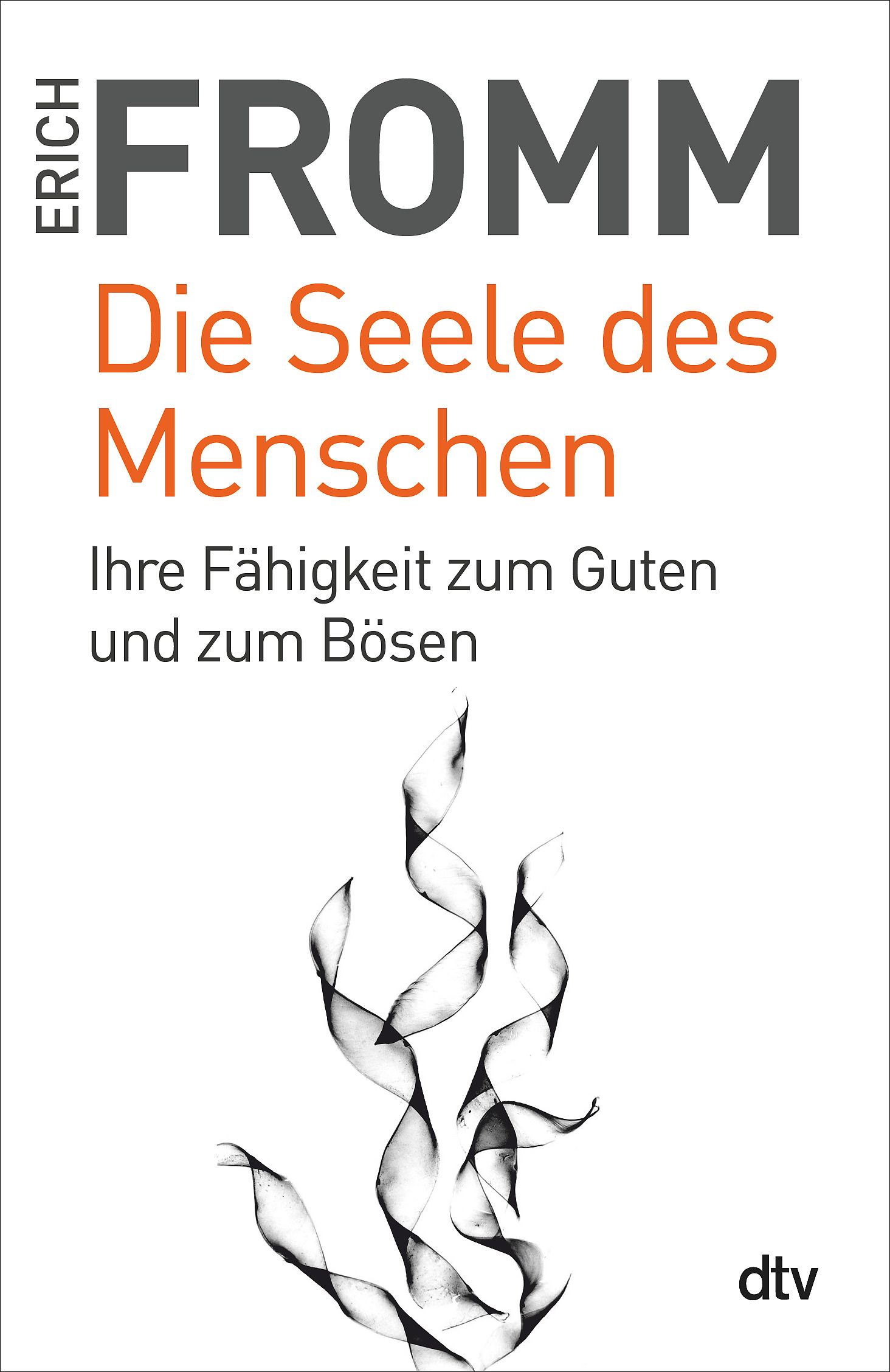 Buchcover mit Titel "Die Seele des Menschen" von Erich Fromm. Schwarze Schrift auf weißem Hintergrund. DTV-Logo unten rechts.