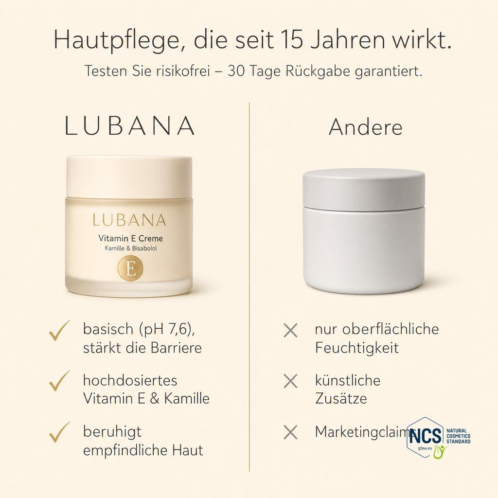 Lubana Vitamin E Creme stärkt die Hautbarriere.