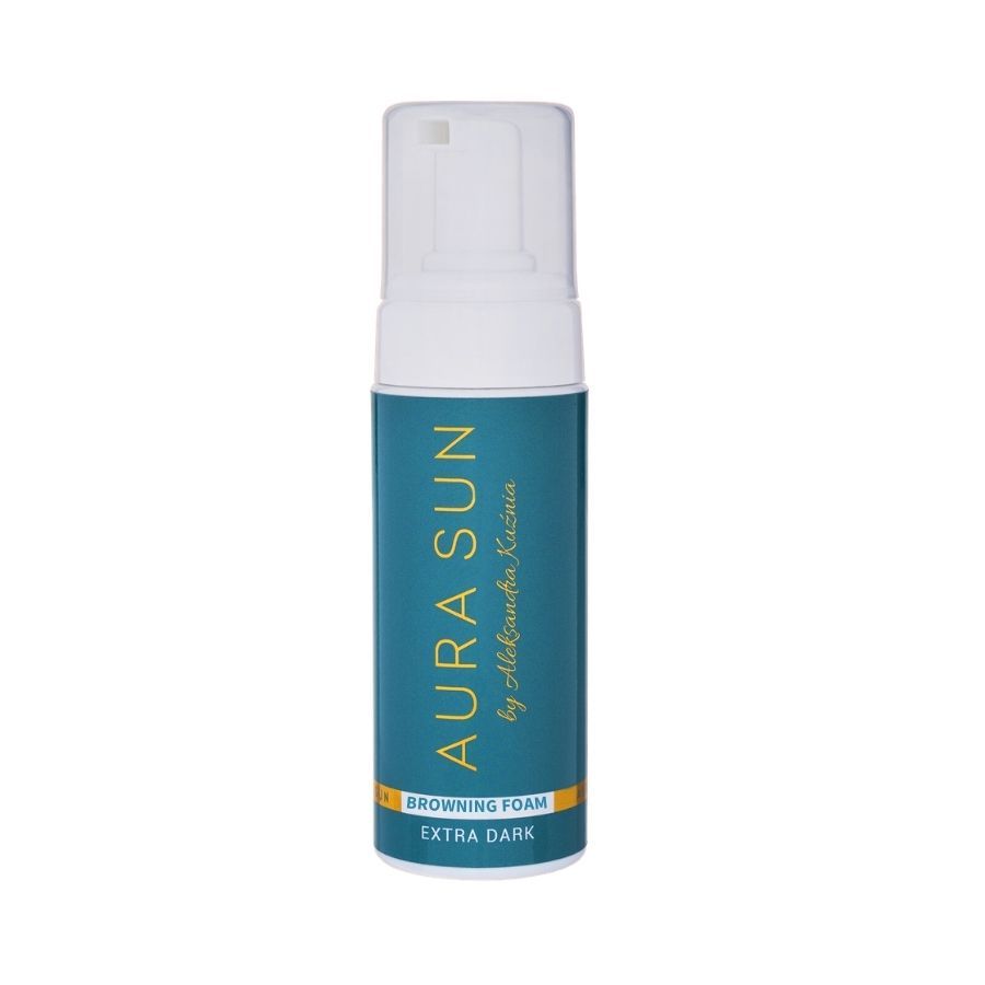 Aura Sun Browning Foam Extra Dark Spenderflasche mit Pumpspender.