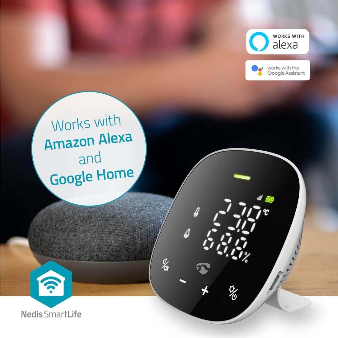 Nedis SmartLife Luftqualitätsmonitor / Wi-Fi / inkl. Display / Kohlendioxid (CO2) / Luftfeuchtigkei
