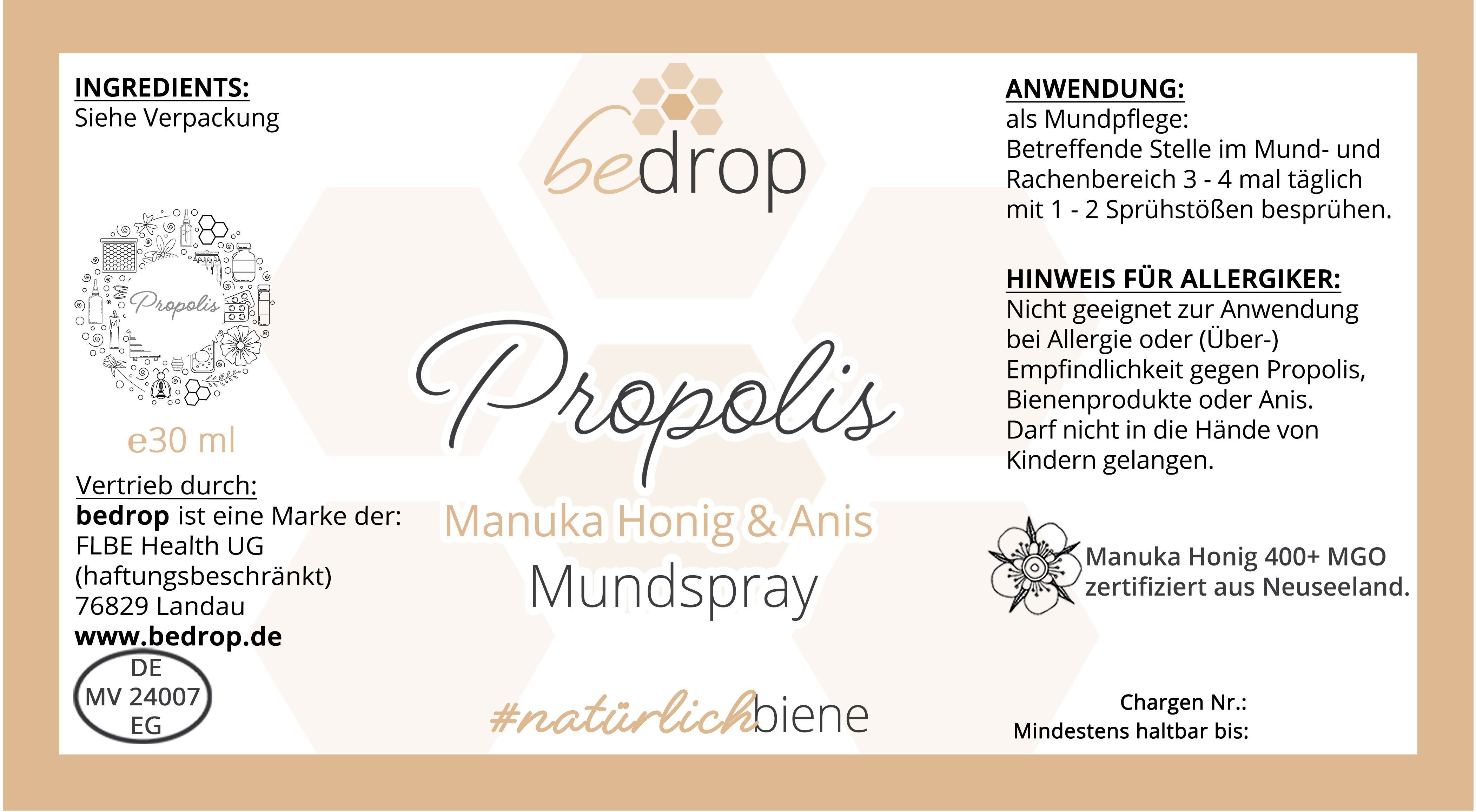 bedrop: Manuka Set | Manuka Honig MGO 400 + Manuka/Propolis/Anis Halsspray