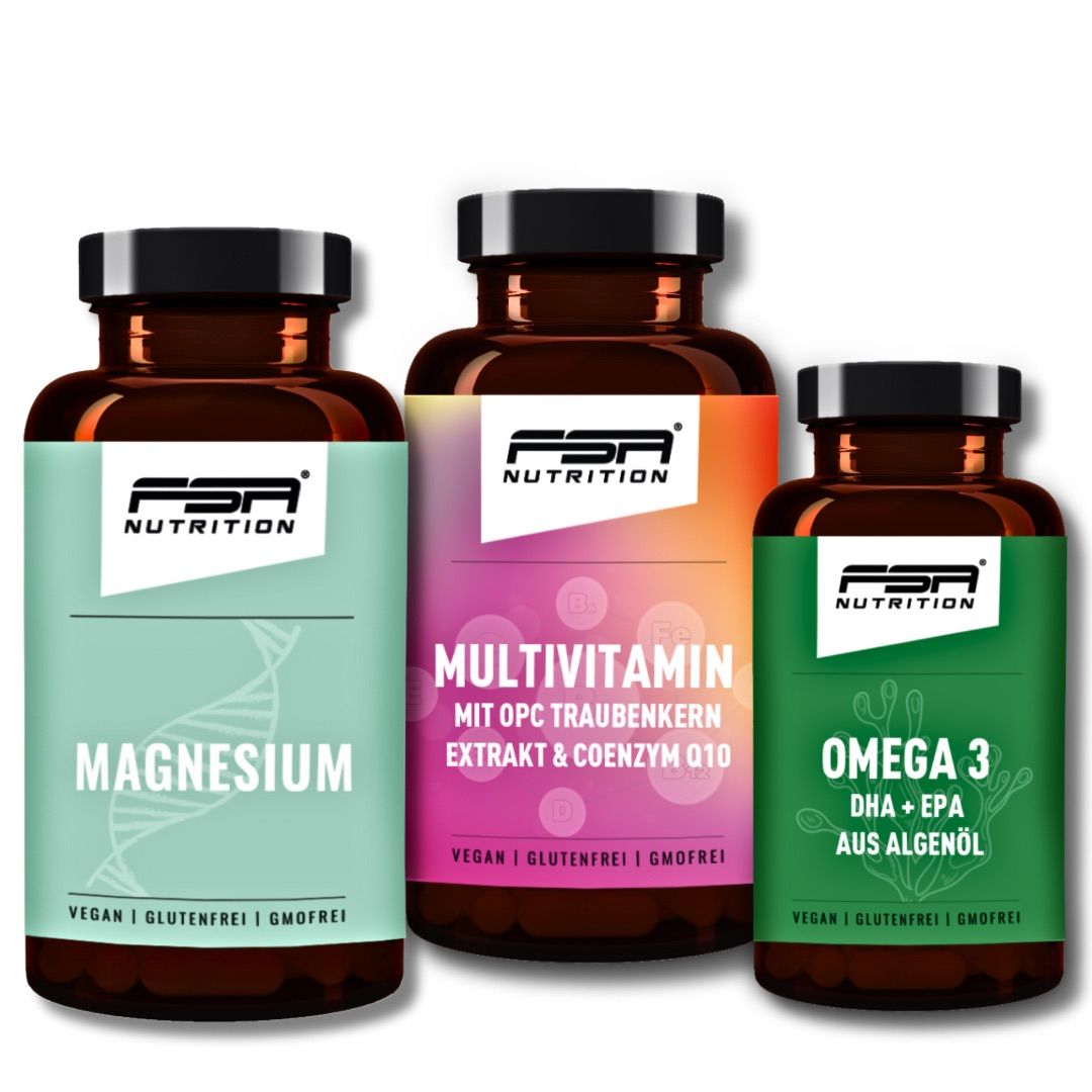 FSA NUTRITION Set aus Multivitamin 60 Kapseln, Magnesium 120 Kapseln ...