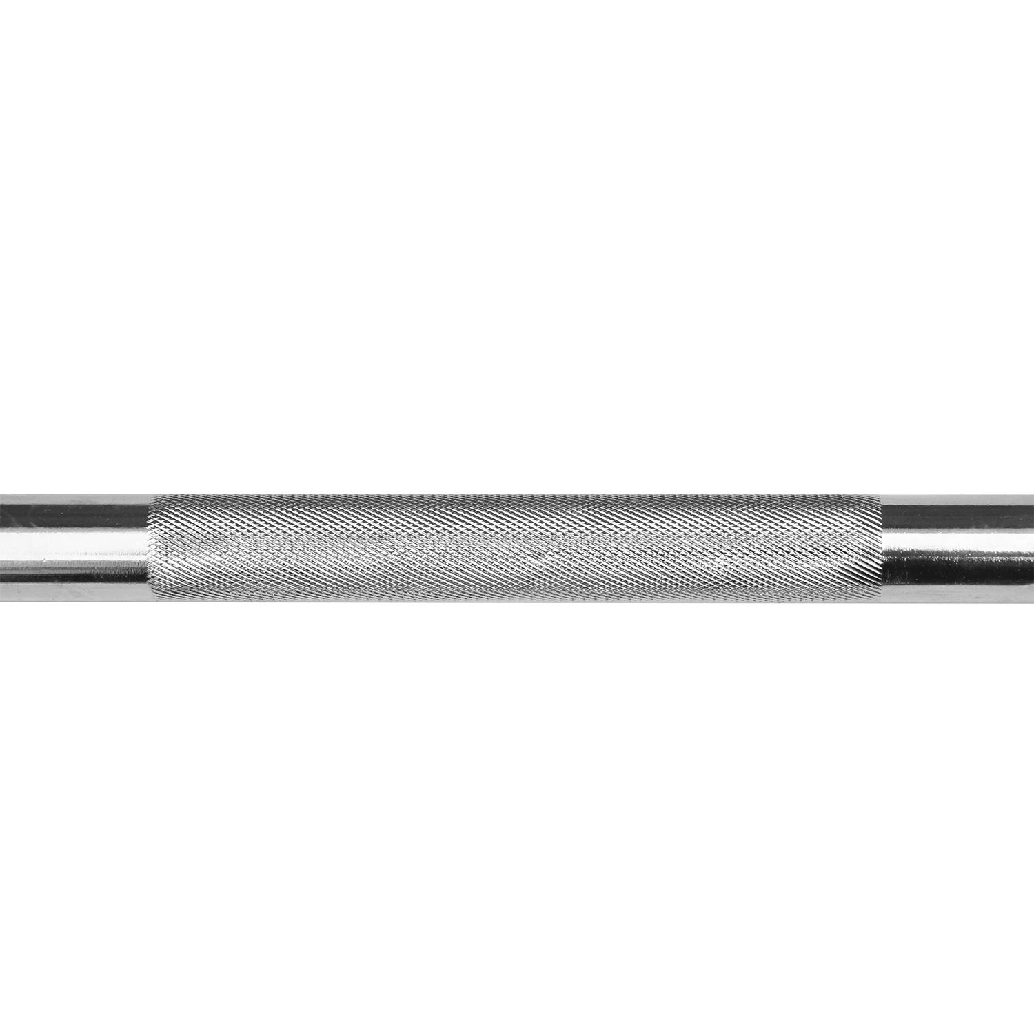 Gerändelter Teil einer Latzugstange. Silberfarbenes Metall. Oberflächenstruktur für besseren Halt.