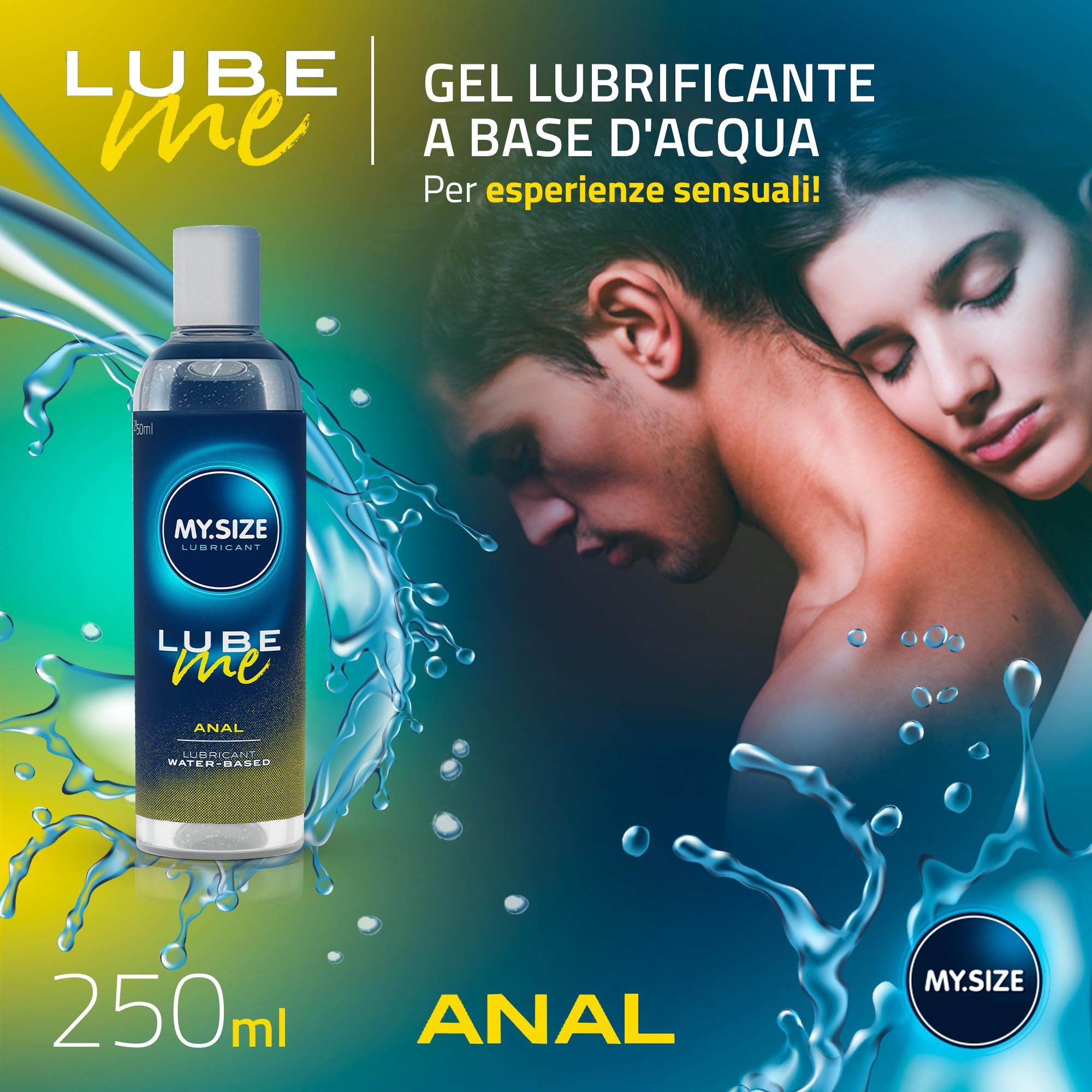 MY.SIZE LUBE ME Anal Gleitgel, 250ml Flasche mit einem Paar. Wasserbasiert.