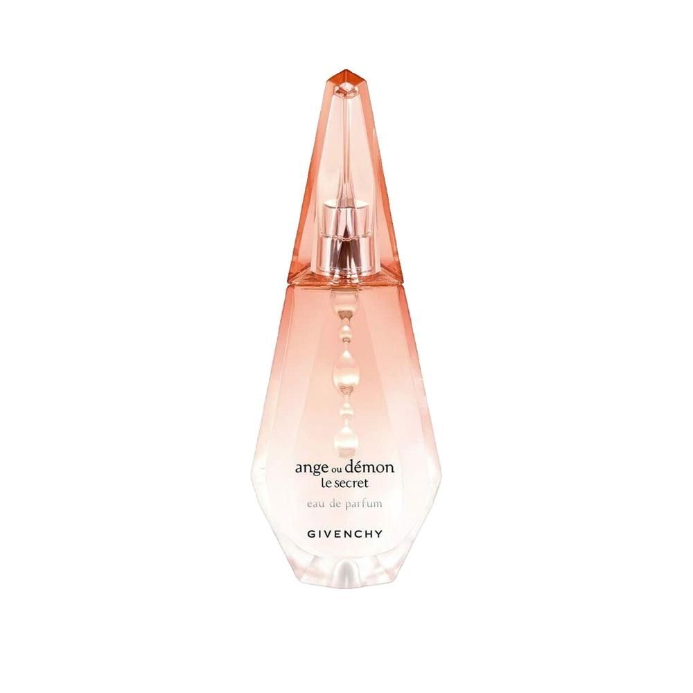 Parfümflakon, rosa Farbverlauf, tropfenförmig. Aufschrift: Ange ou Démon le secret, eau de parfum, Givenchy.