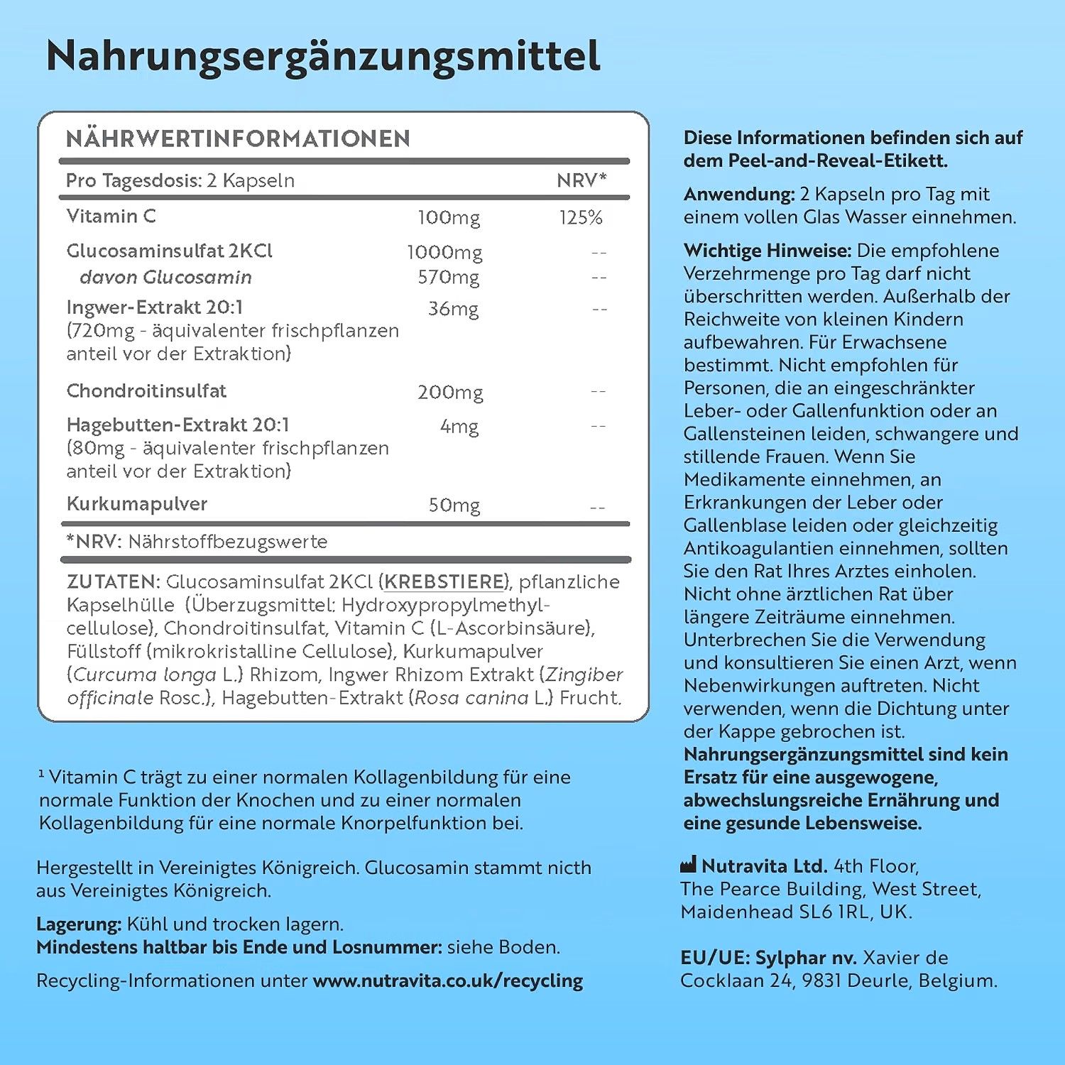 Nutravita Glucosamin Chondroitin mit Kurkuma und Ingwer
