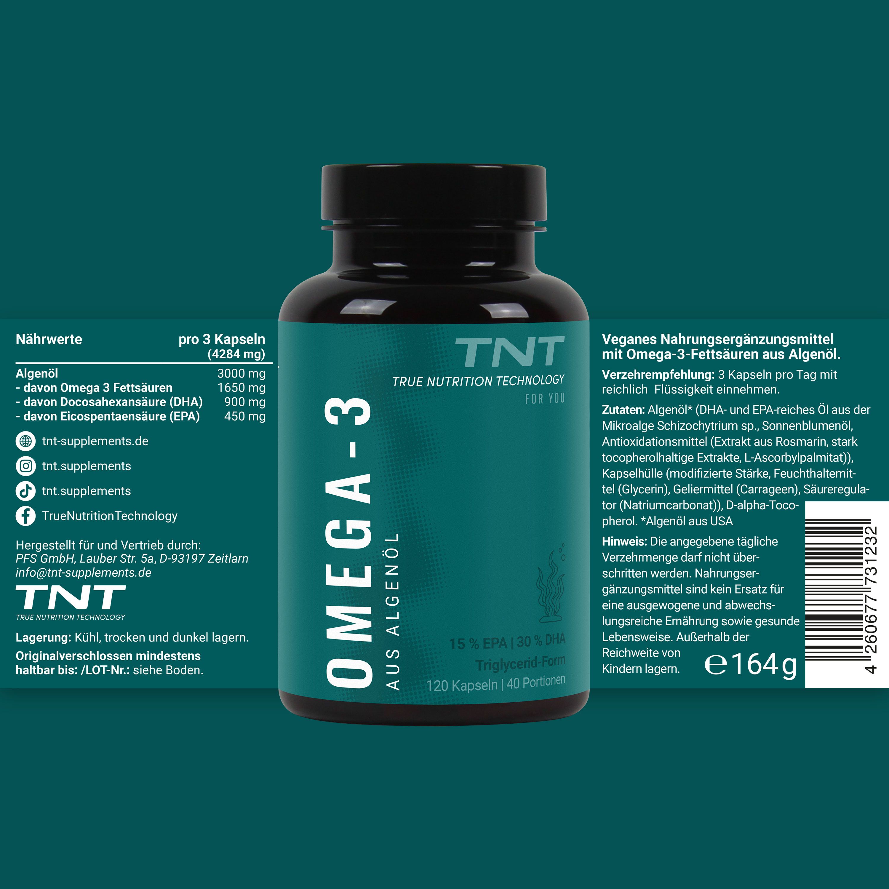 TNT Vegan Omega-3 - hochwertige Fettsäuren aus Algenöl