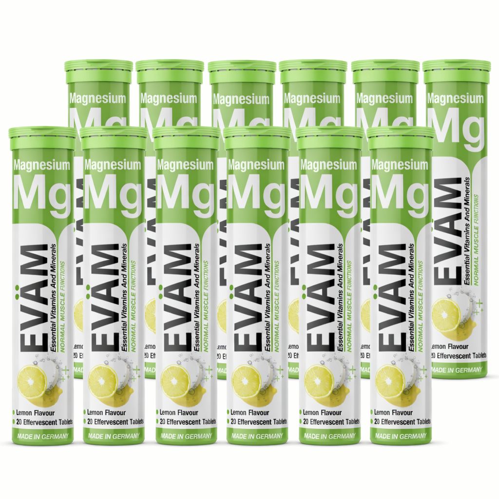 Mehrere Packungen EVÄM Magnesium-Tabletten, Zitrone, 20 Brausetabletten. Vegan, gluten-, laktose- und zuckerfrei. Made in Germany.