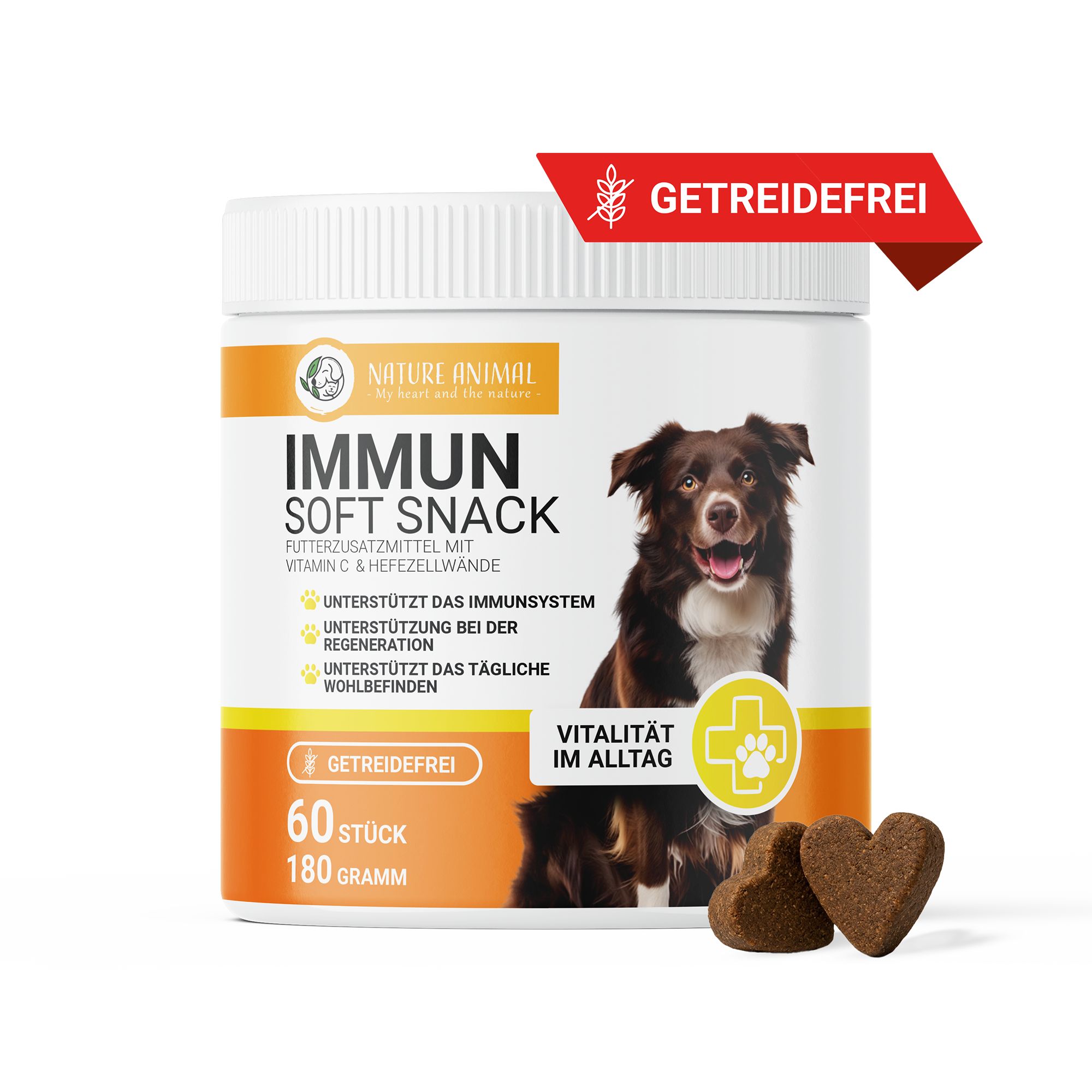 Fütterungsempfehlung für Immun Soft Snacks: 1-3 Kausnacks je nach Gewicht.