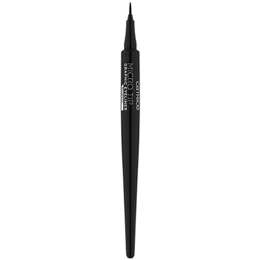 Schwarzer Eyeliner-Stift mit feiner Spitze. Aufschrift: Catrice Micro Tip Graphic Eyeliner Waterproof.