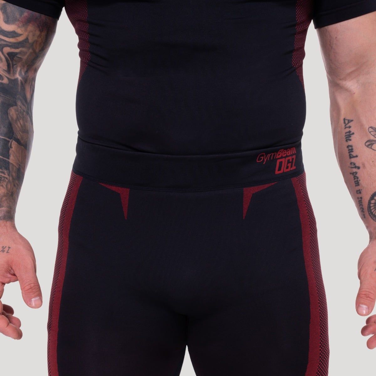 Herren-Leggings, Taille mit rotem Logo 'GymBeam OG1'.