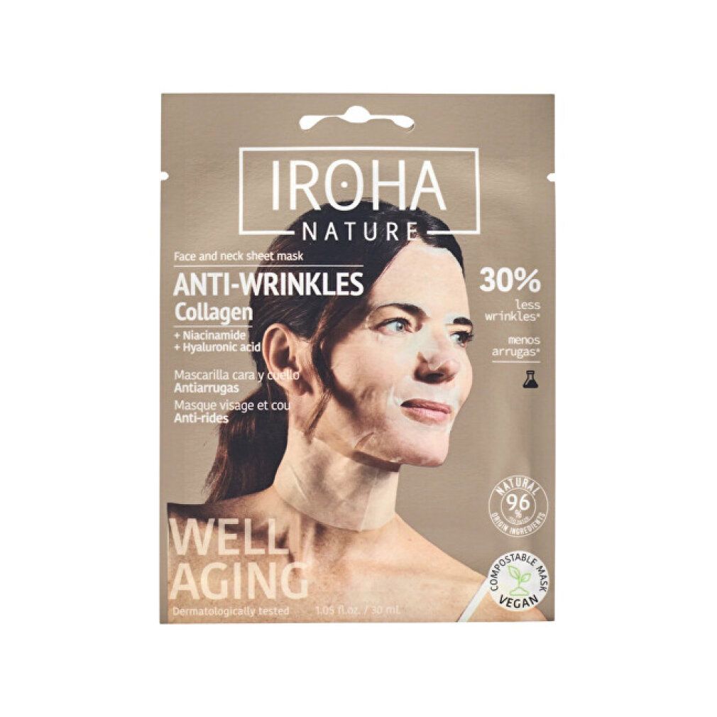 Iroha Nature Anti-Wrinkles Gesichts- und Halsmaske mit Kollagen für 'Well Aging'.