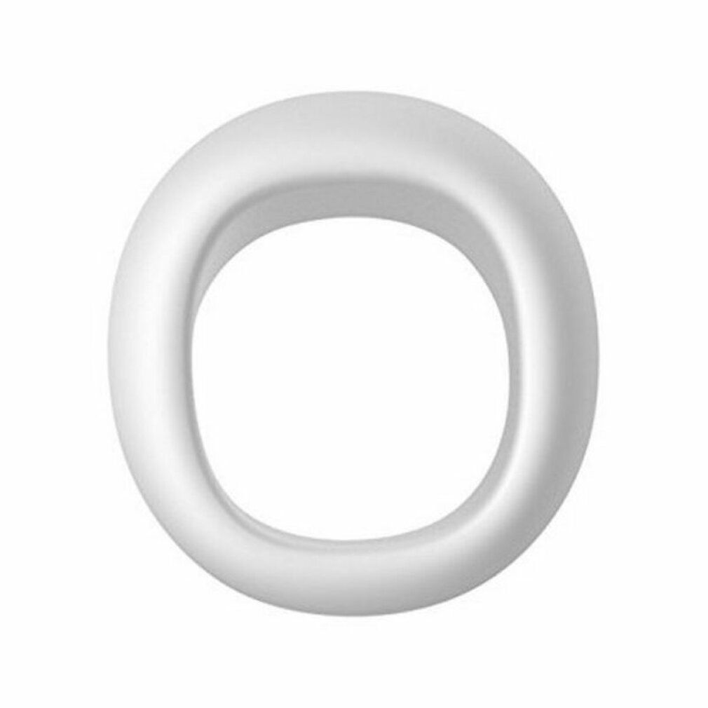 Weißes, ringförmiges Zubehörteil mit abgerundeten Kanten. Silikon. Draufsicht.