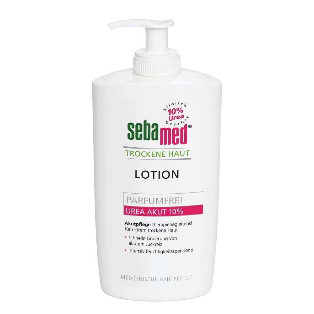 Sebamed Urea Akut 10% Lotion, parfumfrei, Feuchtigkeits-Lotion mit Süßmandelöl für Männer und Frauen