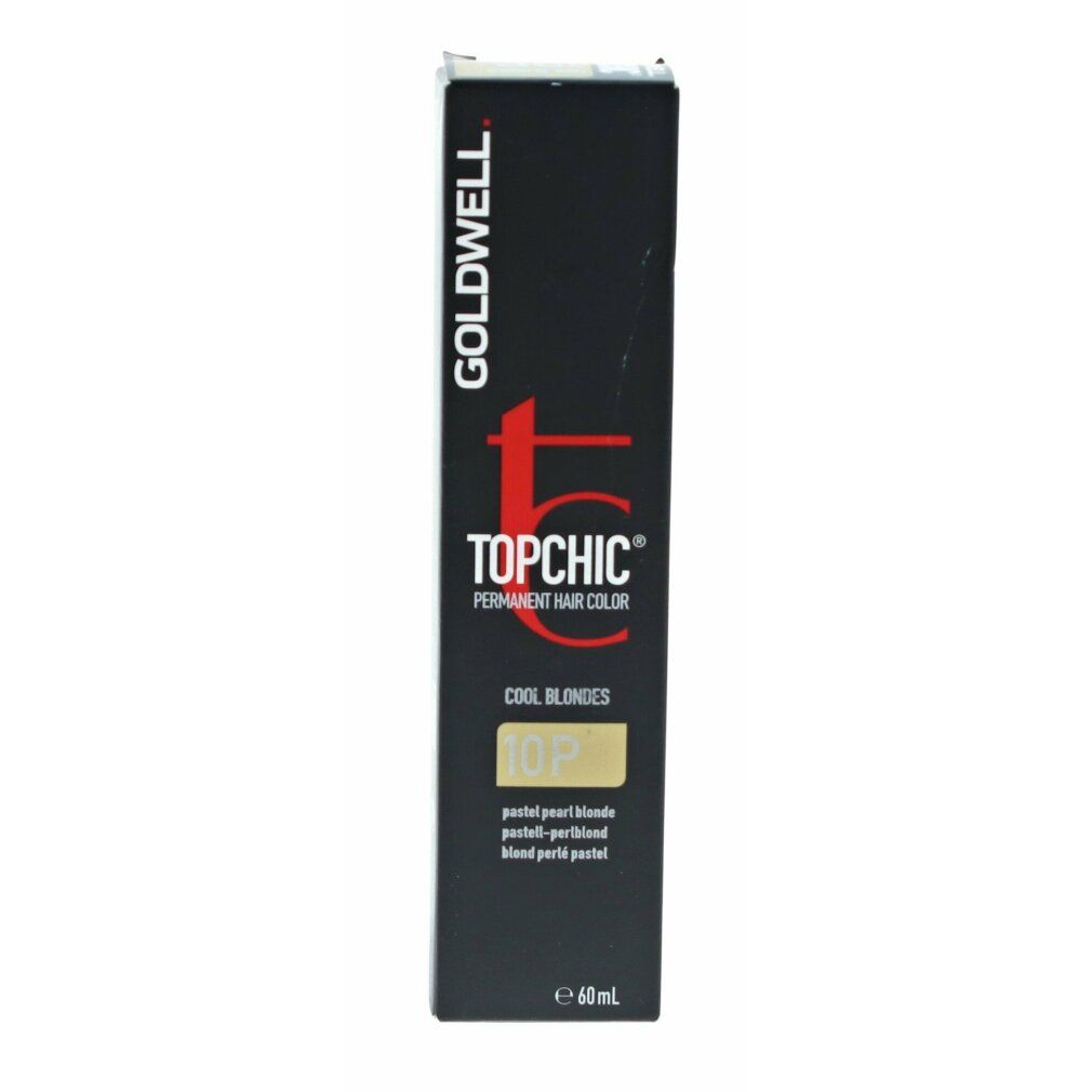 Goldwell Topchic Haarfarbe, 10P pastell-perlblond, in schwarzer Verpackung. Produktname und Marke deutlich sichtbar.