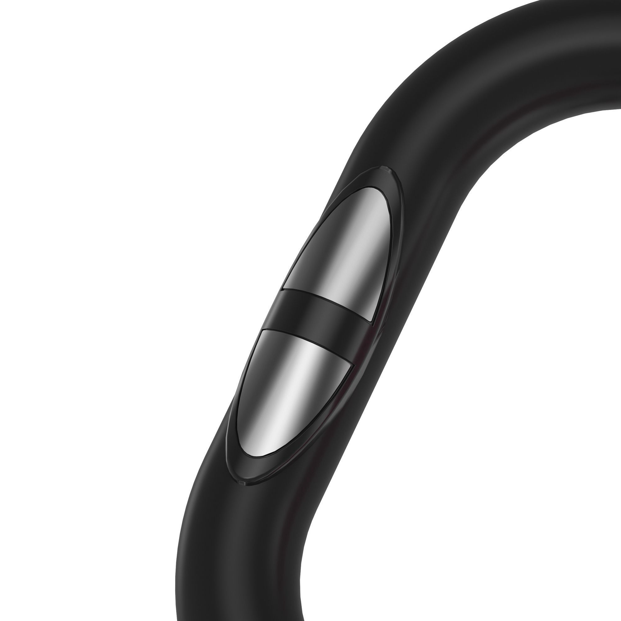 Nahaufnahme des Lenkers eines Fahrradtrainers. Schwarzer Lenker mit silbernen Bedienelementen.