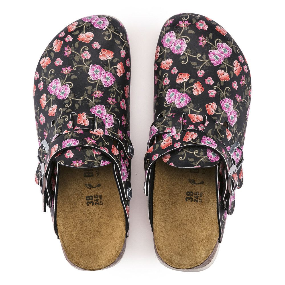 Birkenstock Kay SL Pantolette Blooming Roses Black schmale Weite Gr. 42