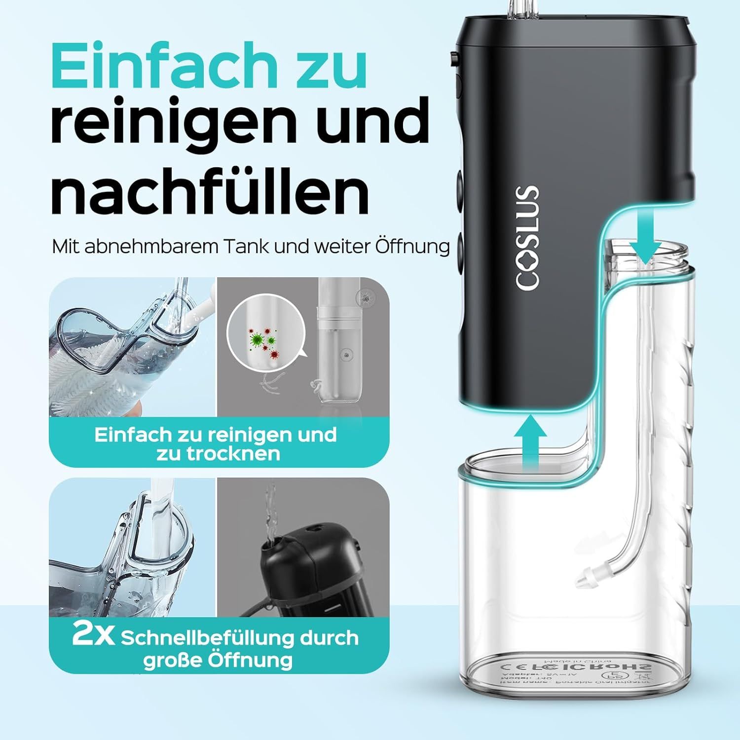 COSLUS  Mini Elektrische Munddusche für Unterwegs