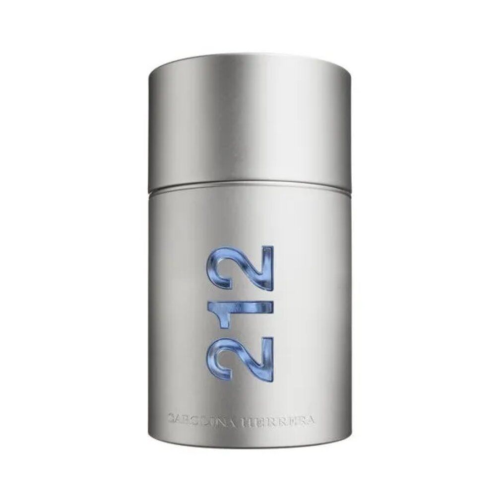 Silberfarbener Flakon mit der Aufschrift "212". Der Flakon hat einen silbernen Deckel.