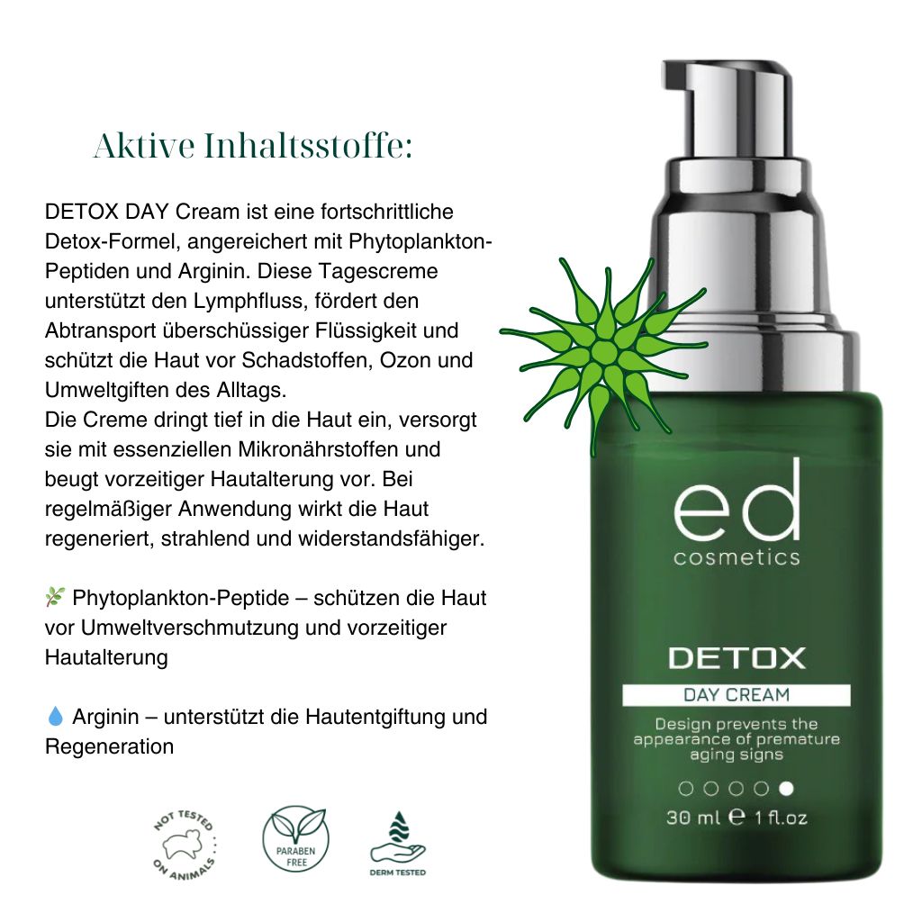 ED COSMETICS Detox Tagespflege – Gesichtscreme gegen Falten für trockene empfindliche Haut