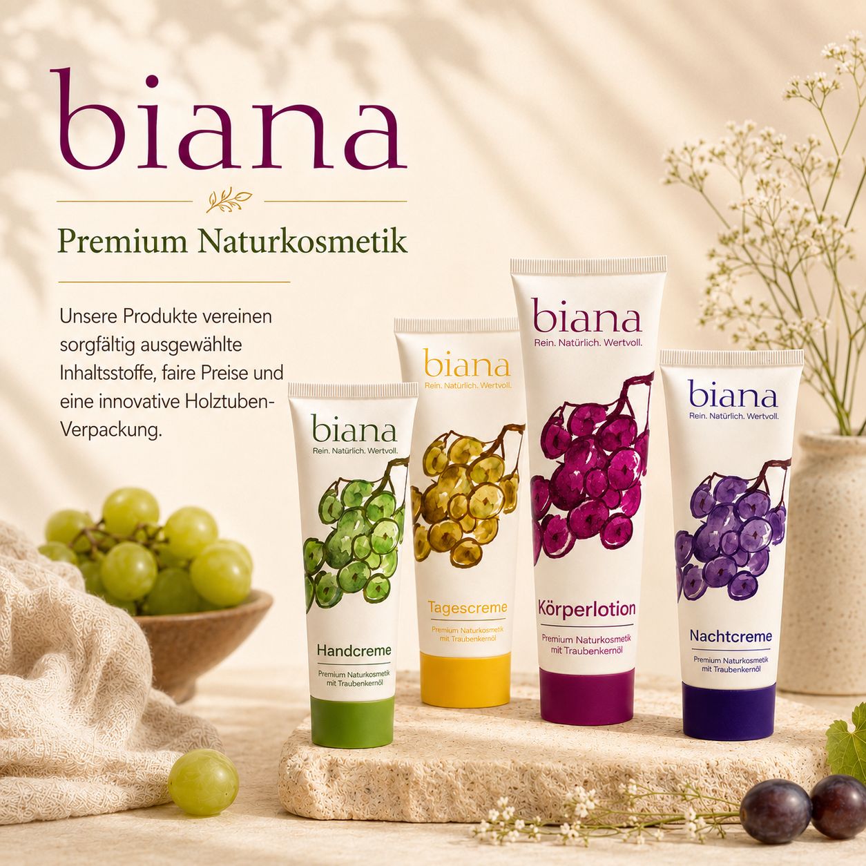 biana All in One Set – Premium Naturkosmetik mit Traubenkernöl OPC