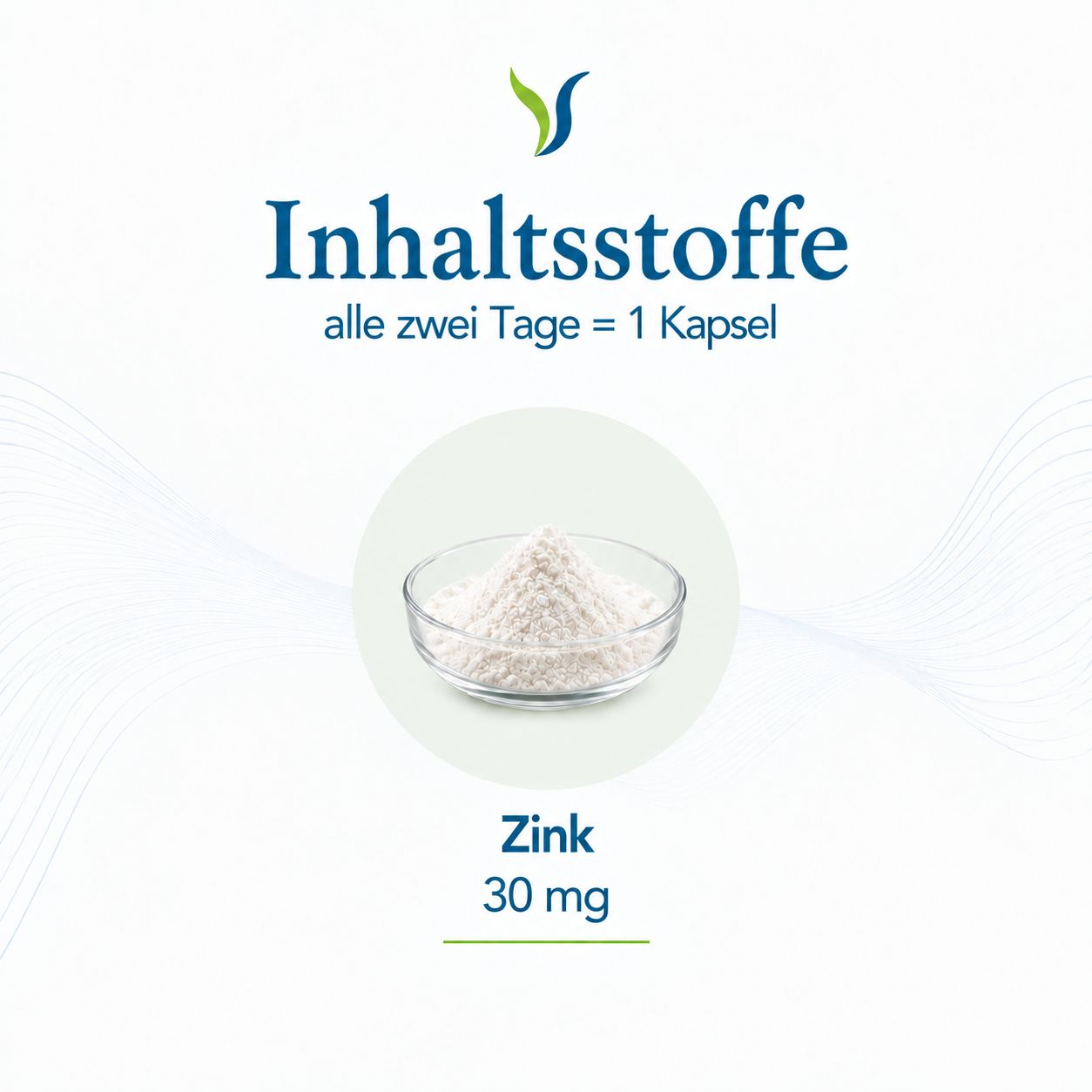 Pulverförmiges Zink in einer Schale, 30 mg pro Kapsel.