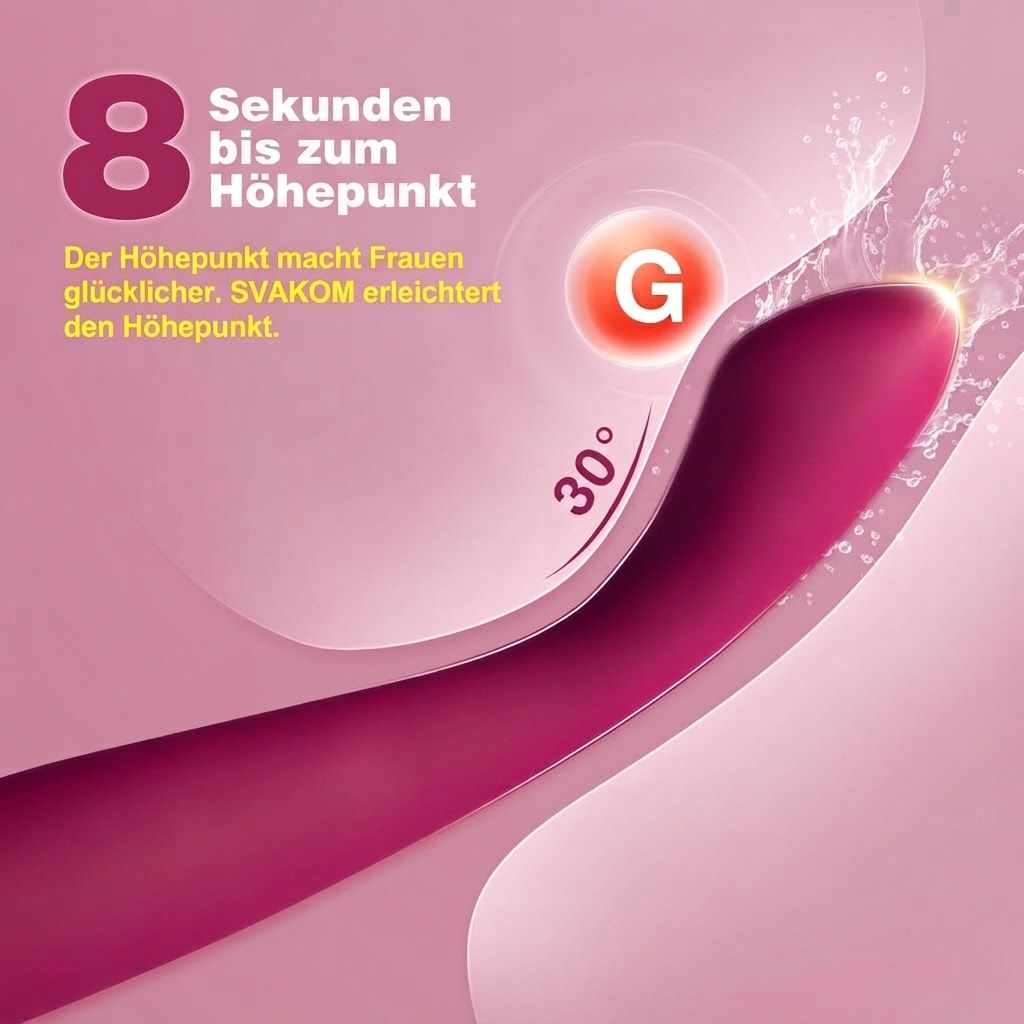 Ein pinker Vibrator mit einem Winkel von 30 Grad, der auf den G-Punkt abzielt.