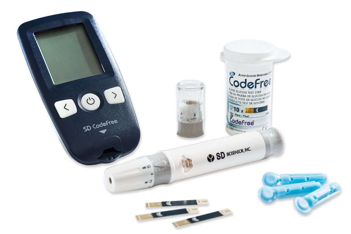 CodeFree Blutzuckermessgerät Set mit Teststreifen, Diabetes-Set mg/dL