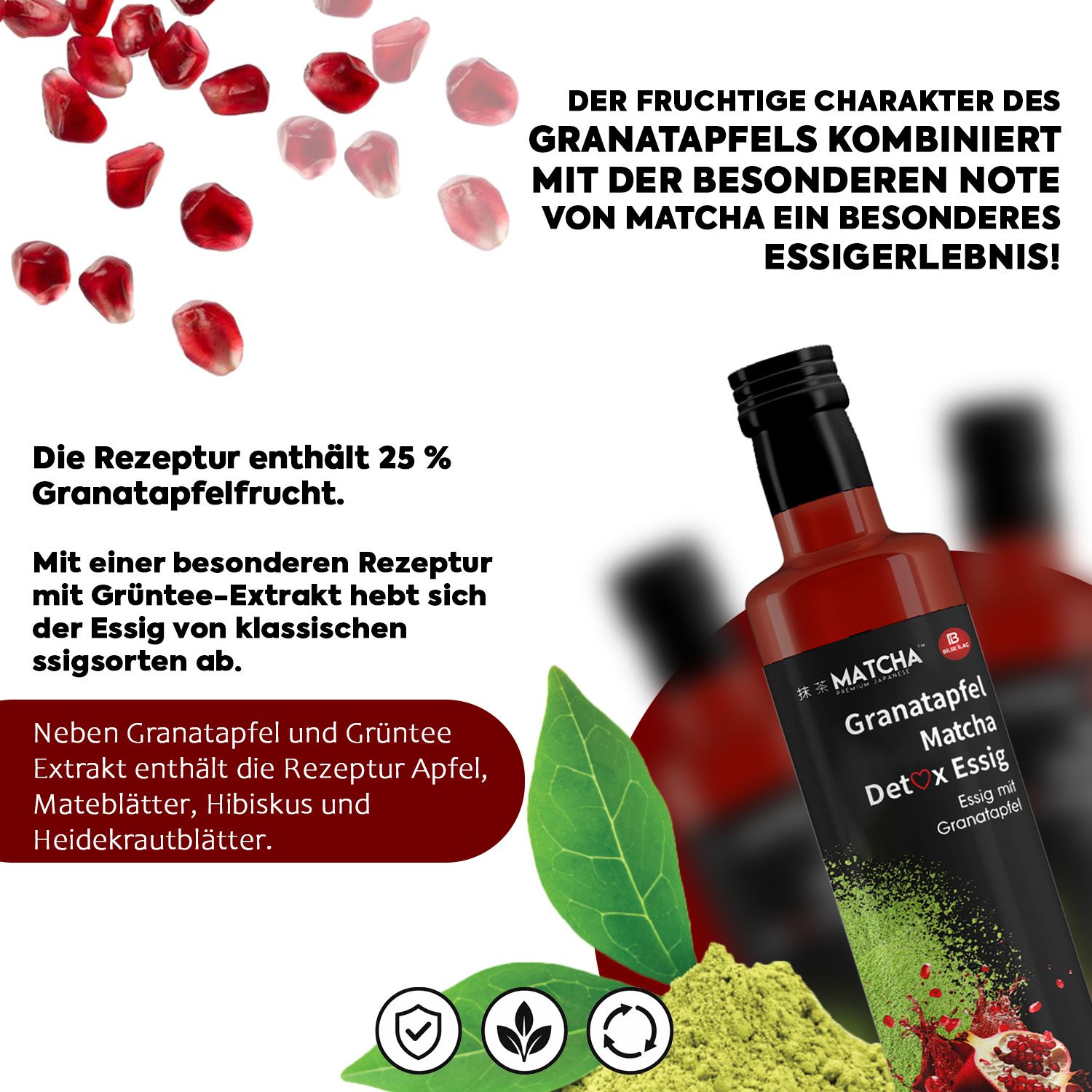 Bilge İlaç Matcha Premium Japanese Narlı Matchalı Detox-Essig