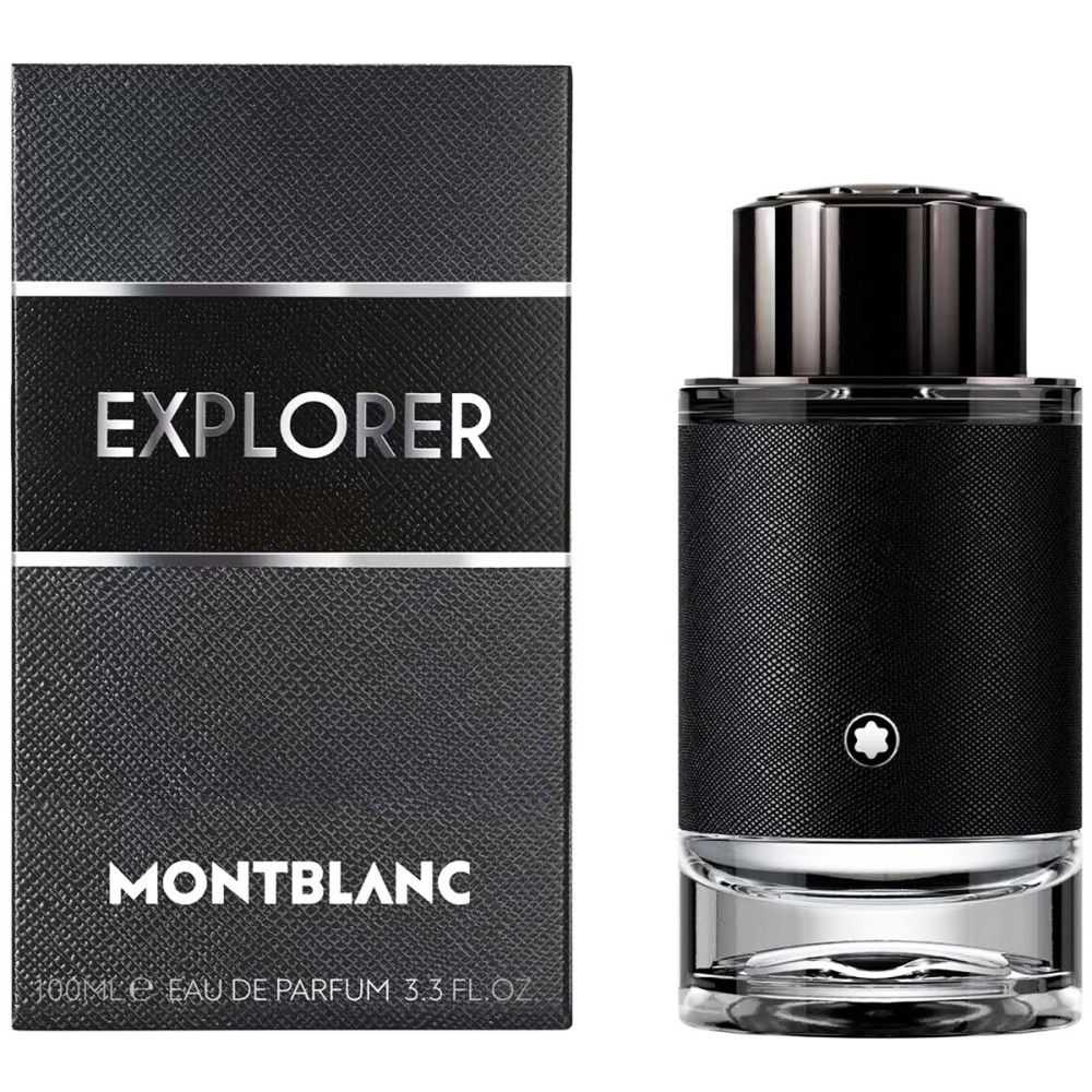 Schwarzer Flakon mit schwarzem Deckel und Verpackung. Aufschrift EXPLORER und MONTBLANC. 100ml Eau de Parfum.