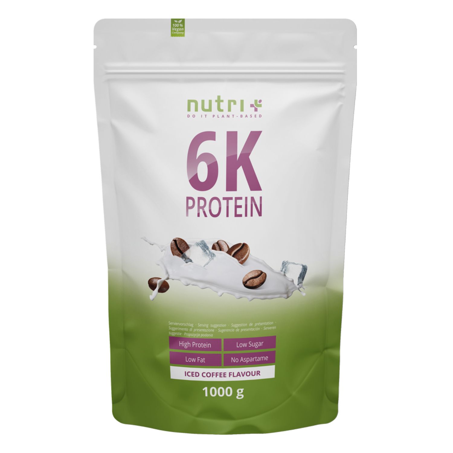 nutri+ 6K Eiweißpulver 1kg - Protein Shake ohne Whey