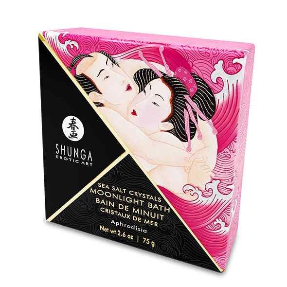 Verpackung mit erotischer Kunst und Meersalz-Kristallen für ein Bad. Enthält 75g.