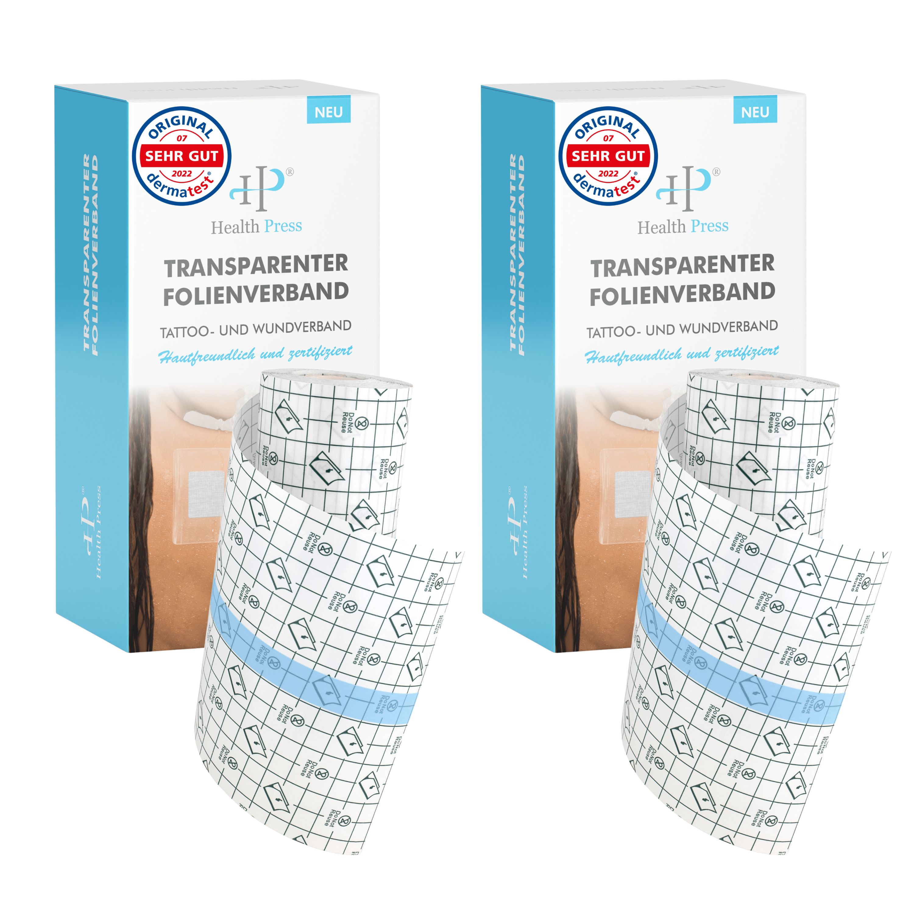 Health Press Folienverband 2er Set – Wasserfeste Schutzfolie (Duschpflaster) zum Abdecken von Wunden
