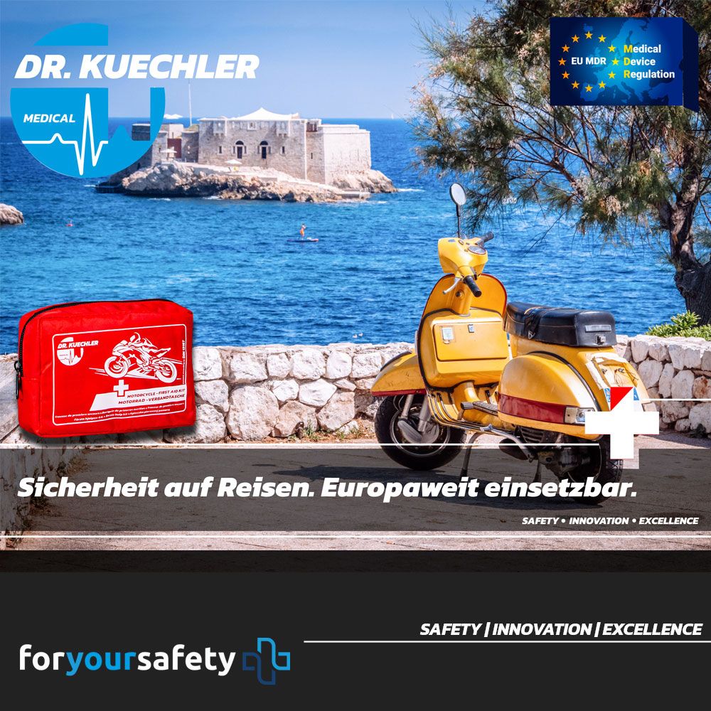Motorrad Verbandtasche – Verbandskasten Mini – Erste Hilfe Set – Dr. Kuechler Medical® – EU konform