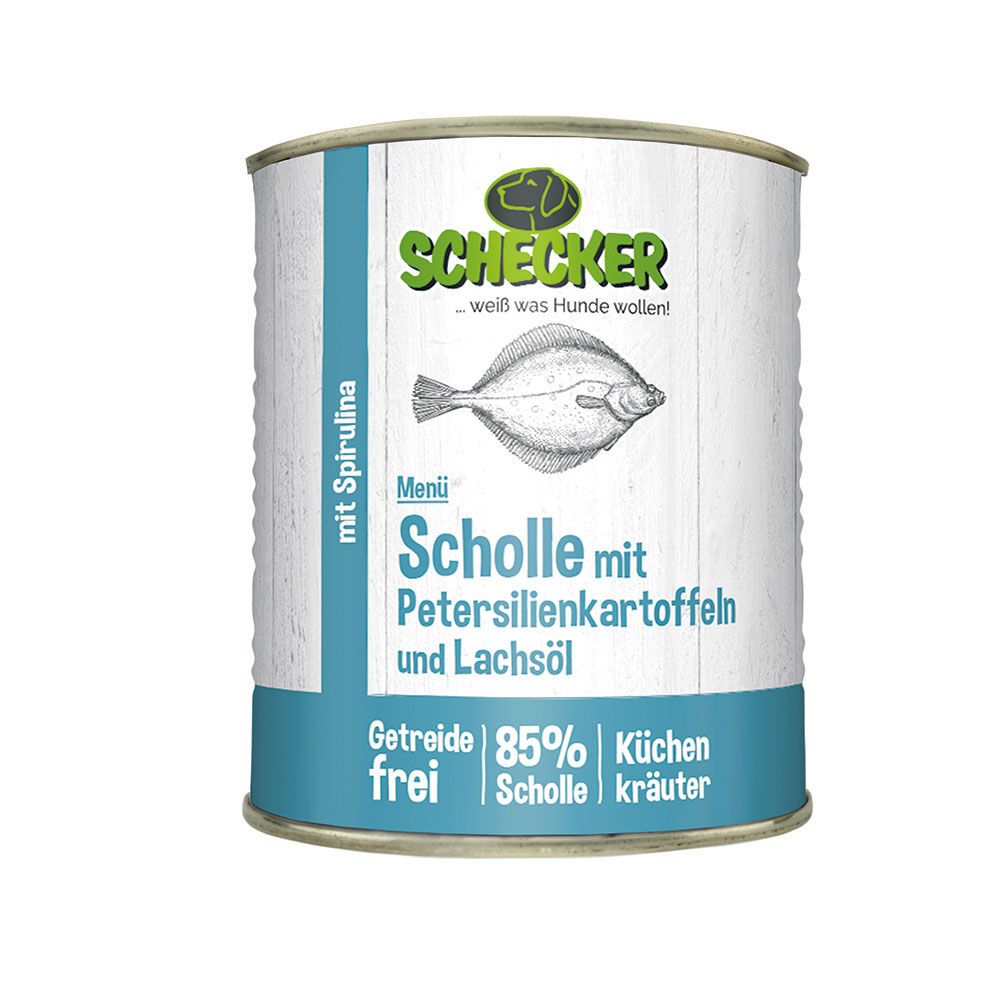 Schecker Hundemenü - Scholle mit Petersilienkartoffeln und Lachsöl