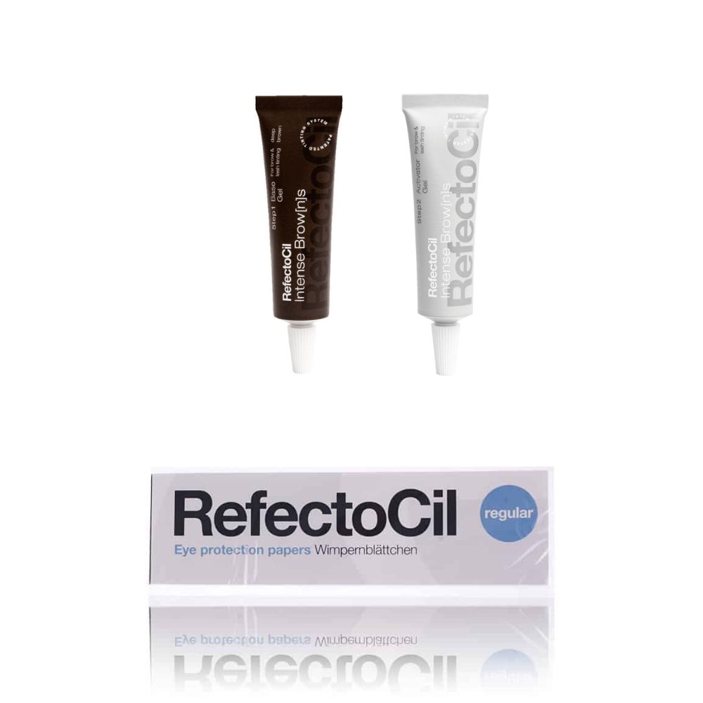 RefectoCil Intense Brow[n]s Base Gel Dunkelbraun & Activator Gel & Wimpernblättchen Set