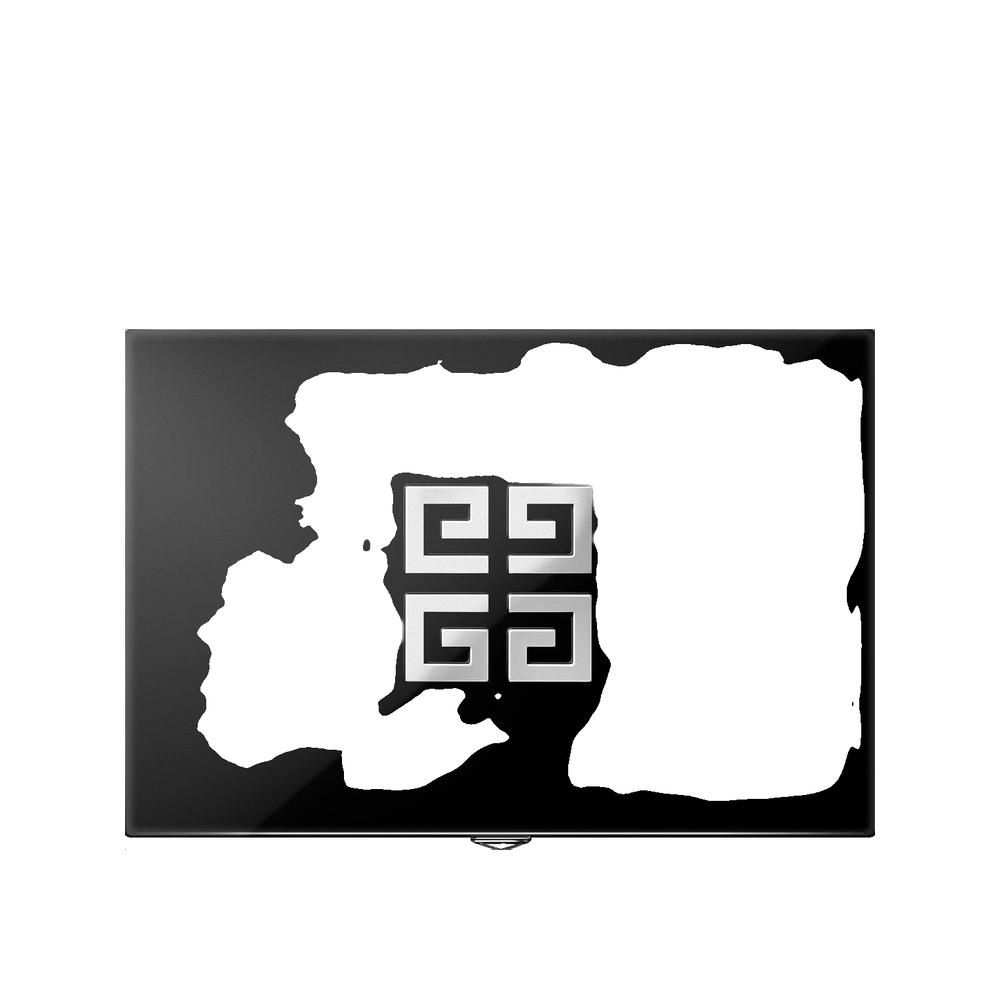 Schwarze Givenchy Kosmetikpalette mit silbernem Logo. Deckel mit weißer Aussparung.