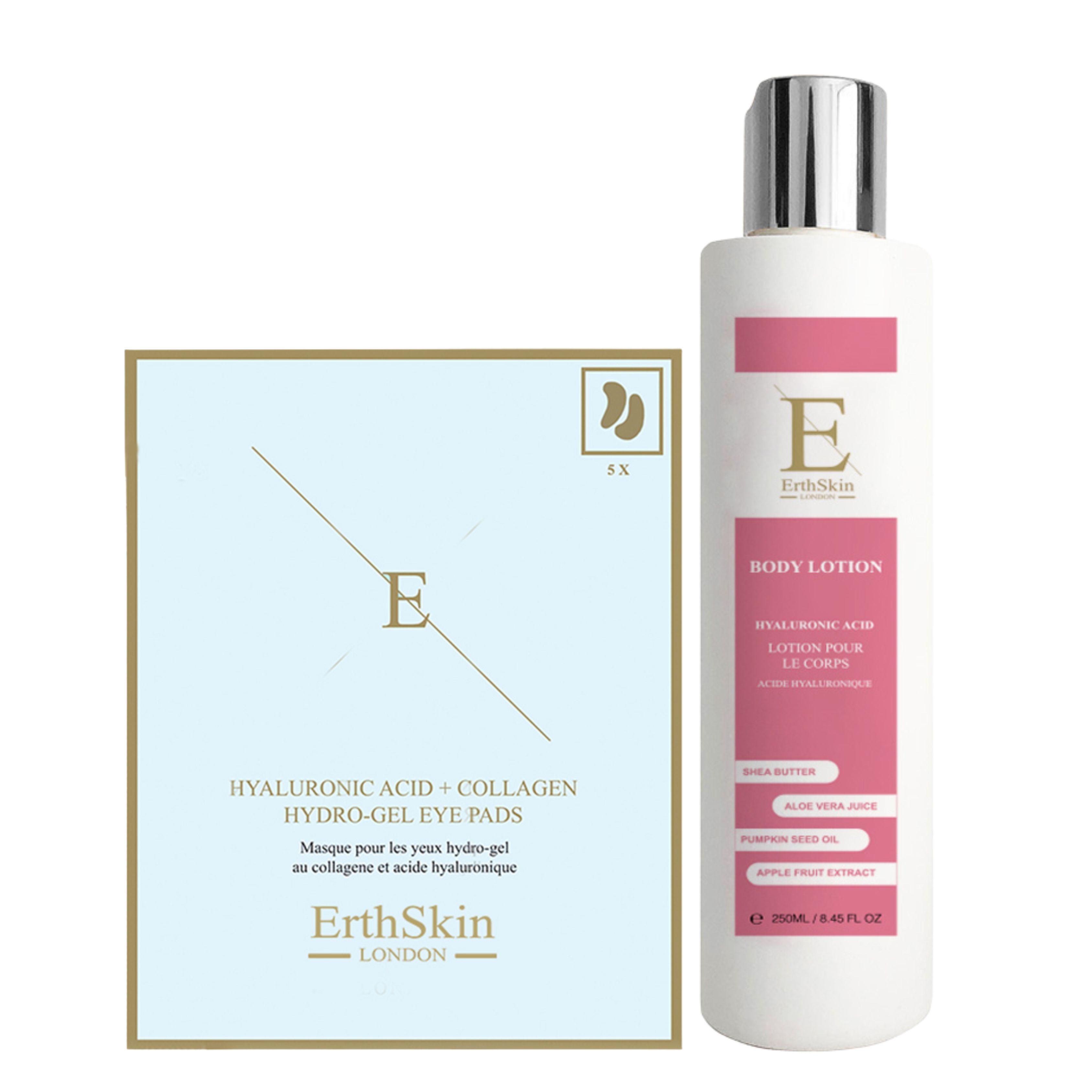 ErthSkin London Körperlotion + Hyaluronsäure + Kollagen-Hydrogel-Augenpads
