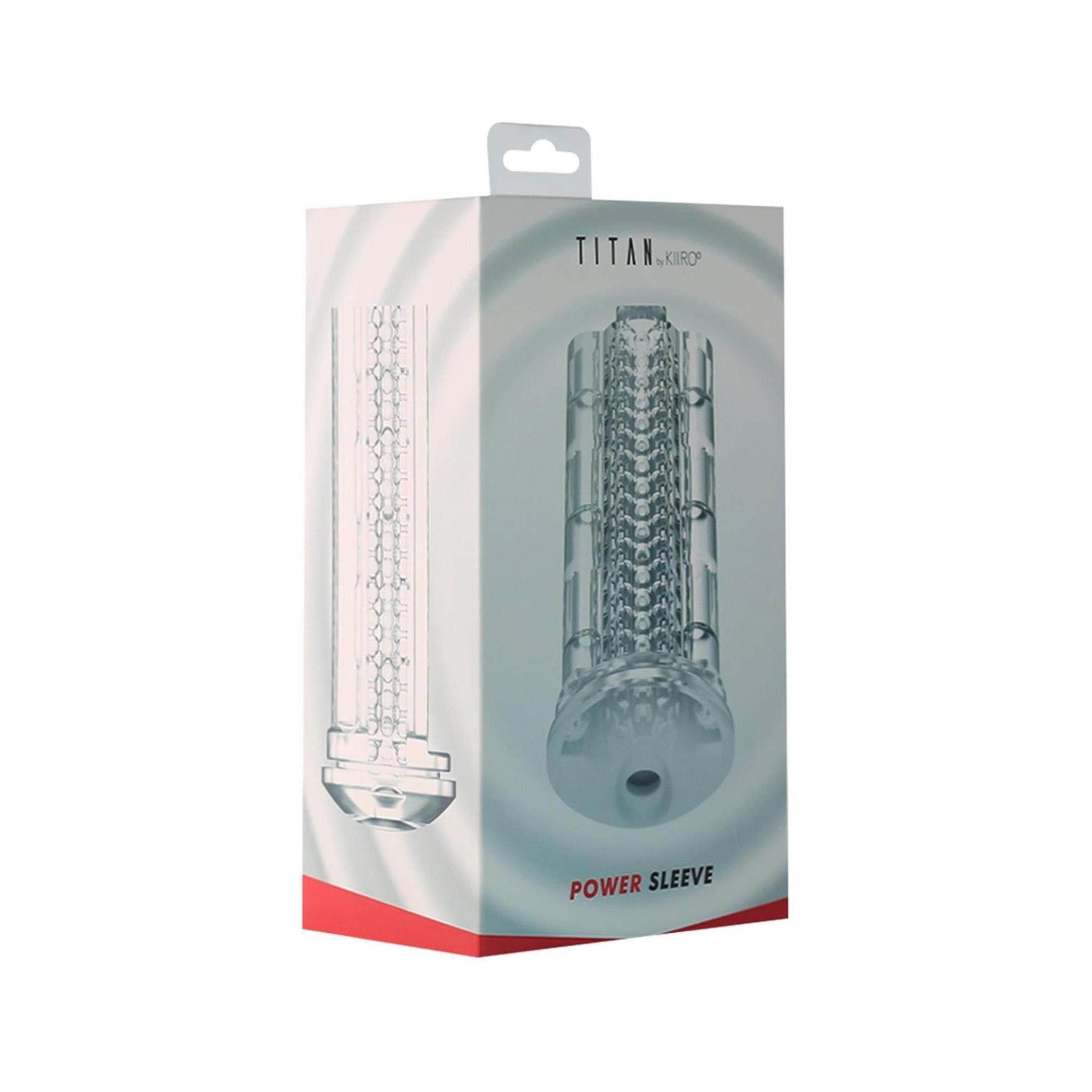 Verpackung des Kiiroo Titan Vagina Sleeve Masturbators mit Produktabbildung.